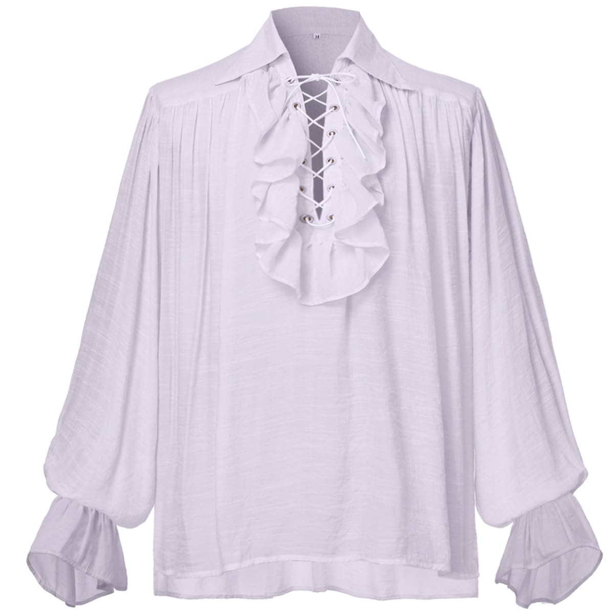 GRACEART Pirate Shirt for Men & Women - Victorian Ruffled Medieval Costume Shirt | Renaissance Vampire Blouse | 100% Cotton Linen Top for Halloween, Cosplay & Historical Reenactment