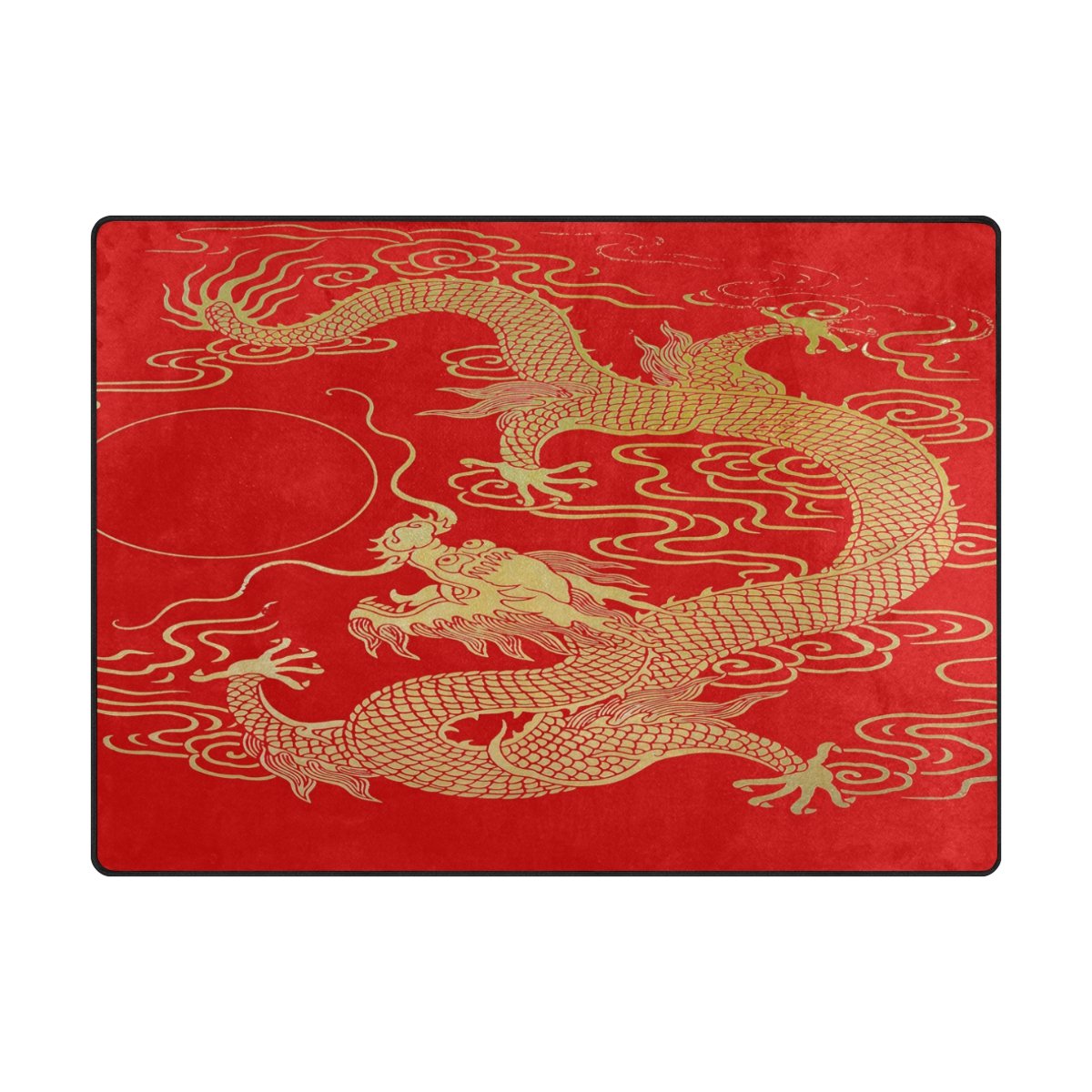ALAZA Gold Dragon Oriental Area Rug 7' x 5' - Traditional Chinese Design Handmade Rug for Living Room, Bedroom, Dining Room | Perfect for Home Decor, Asian-Themed Spaces & Luxury Interior Design