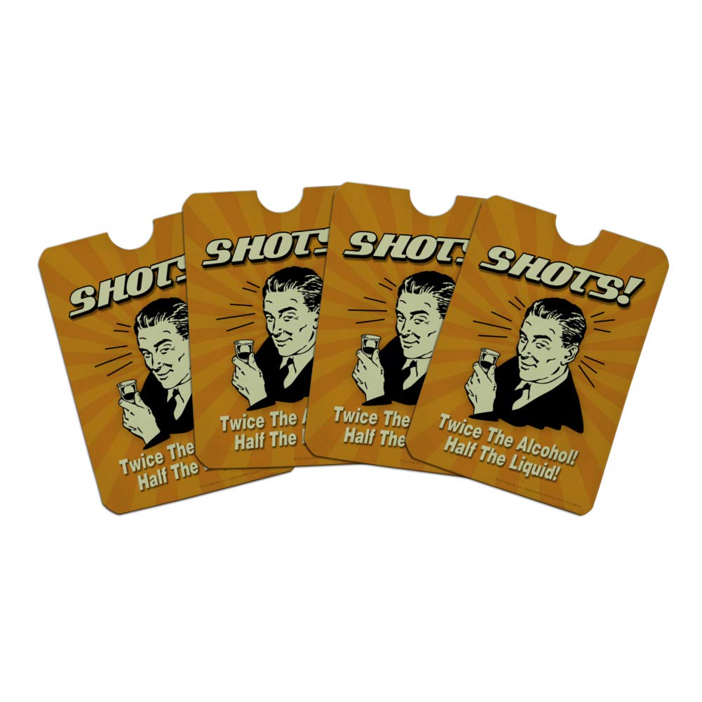Funny Humor Credit Card RFID Blocker Wallet Protector - Set of 4 with Double Alcohol Shot Design | Perfect for Travel, Bars & Nightlife Security