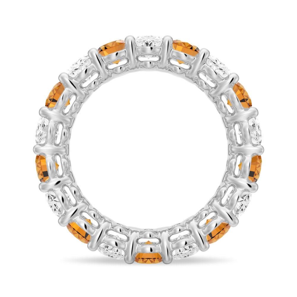 6.6 CT Lab Grown White Sapphire & Citrine Gemstone Ring - Elegant Wedding Band, Anniversary Gift for Her, Perfect for Engagement & Special Occasions