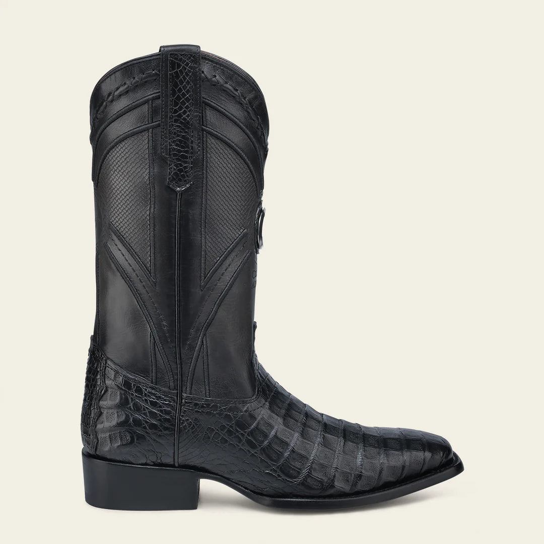 **Men's Cuadra Black Western Cowboy Caiman Boots - Genuine Leather, Comfortable & Stylish for Rodeo, Country Music Festivals & Western Fashion**