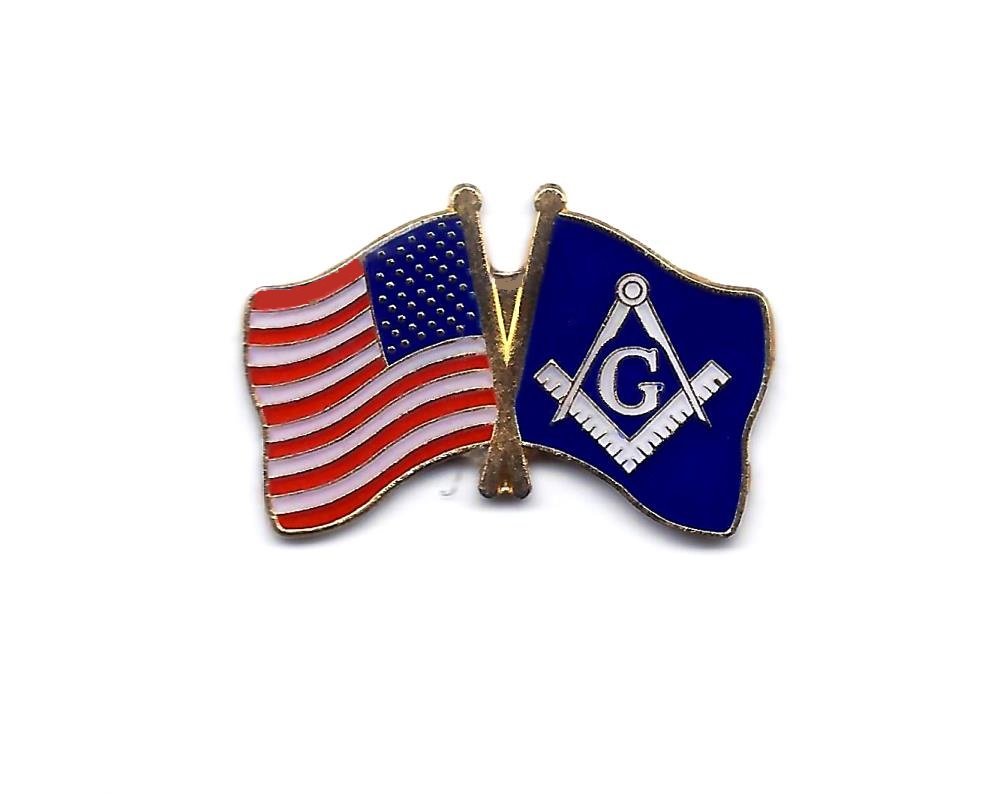 USA Flag & Masonic Freemason Friendship Crossing Lapel Hat Pin - Patriotic & Masonic Jewelry for Suits, Jackets & Caps - Perfect for Veterans, Masons & Patriotic Events