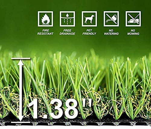 Premium 6' x 8' Artificial Grass Turf (4 Pack) - Realistic Pet-Friendly Indoor/Outdoor Synthetic Lawn with Drainage Mat for Dogs, Cats - Perfect for Garden, Patio, Balcony & Backyard Landscaping