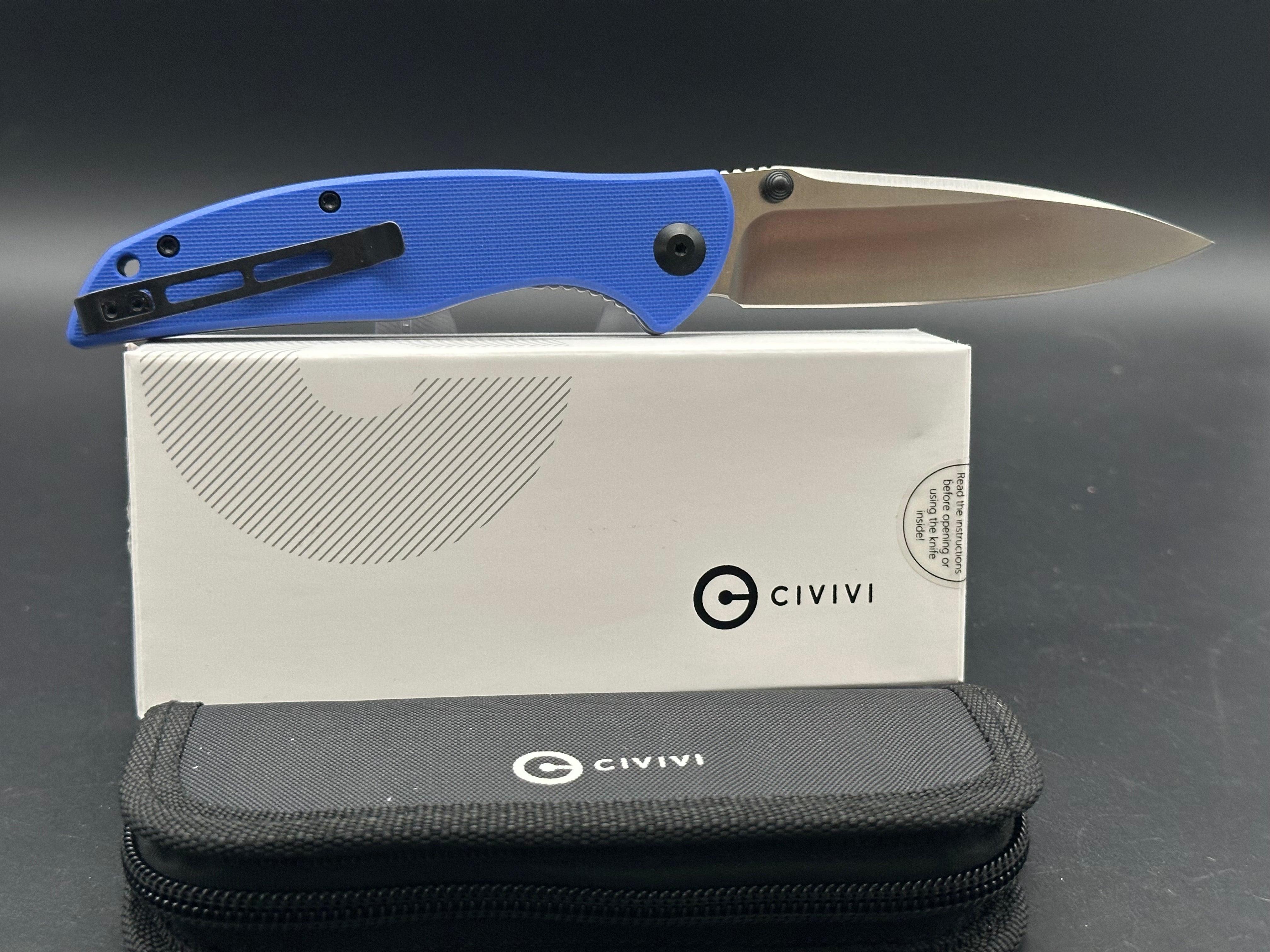 CIVIVI Governor Liner Lock Pocket Knife - Blue G10 Handle, Plain D2 Blade (Model C911B) | EDC Folding Knife for Camping, Hiking & Outdoor Survival
