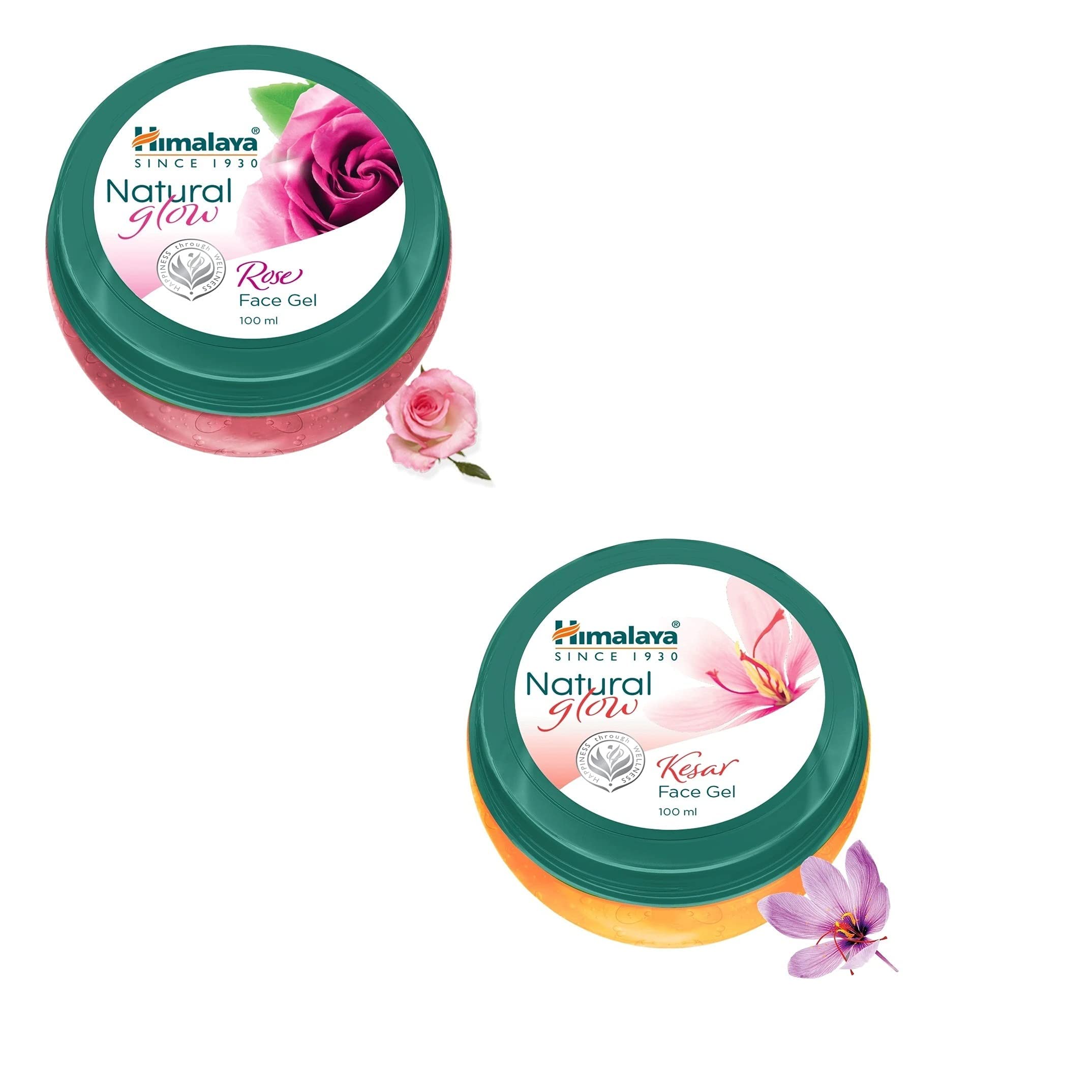 Himalaya Natural Glow Rose & Kesar Facial Gel - 100ml (Pack of 2) | Brightening & Hydrating Face Gel for Glowing Skin | Perfect for Daily Skincare & Night Routine