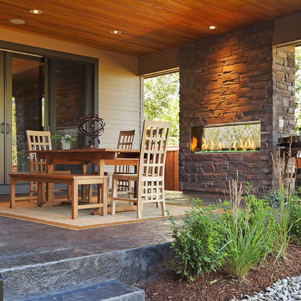 Majestic Lanai 48 Inch Vent-Free See-Through Outdoor Natural Gas Fireplace - Perfect for Patio, Deck, and Backyard Gatherings (ODLANAIGST 48)
