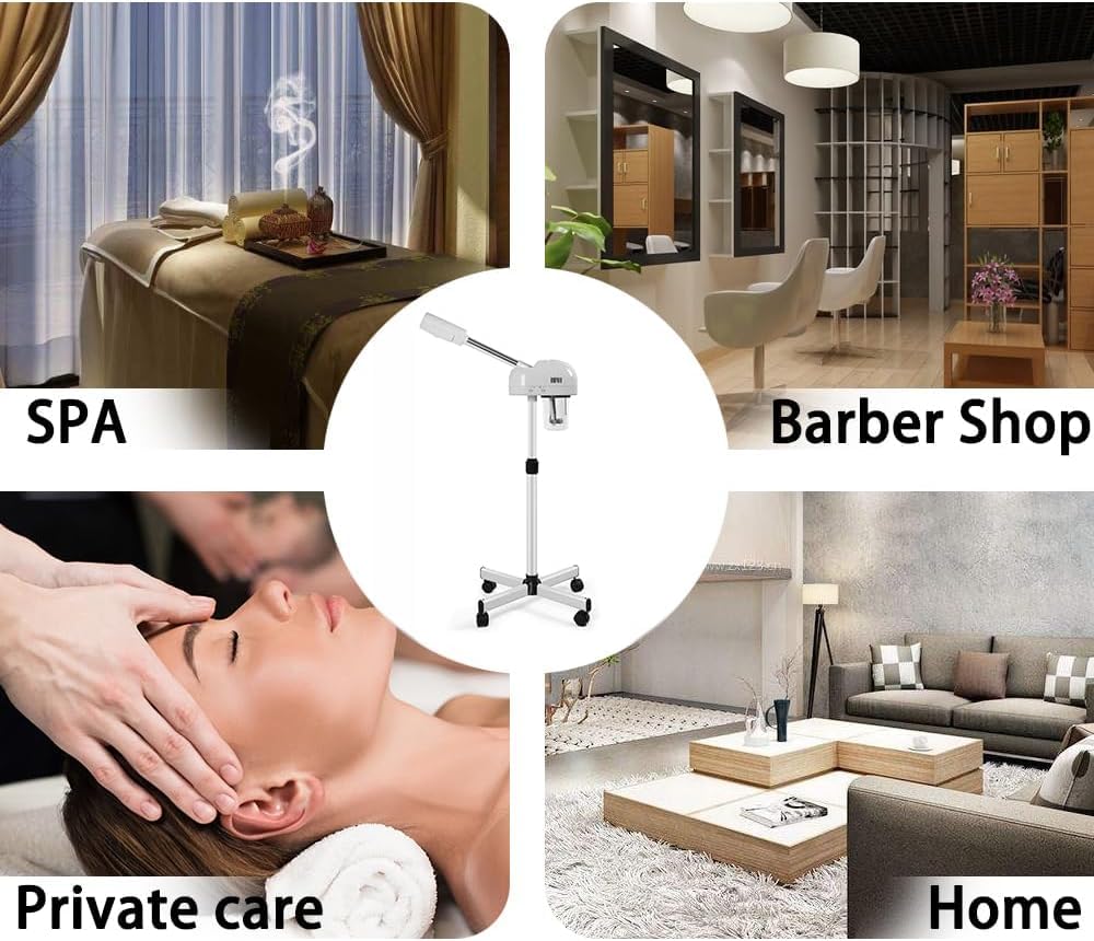 Professional Facial Steamer with Hot Mist Function - Adjustable Height & 360° Rotatable Nozzle - Portable Beauty Device for Home & Salon Spa - Perfect for Skin Hydration, Deep Cleansing & Relaxation Therapy