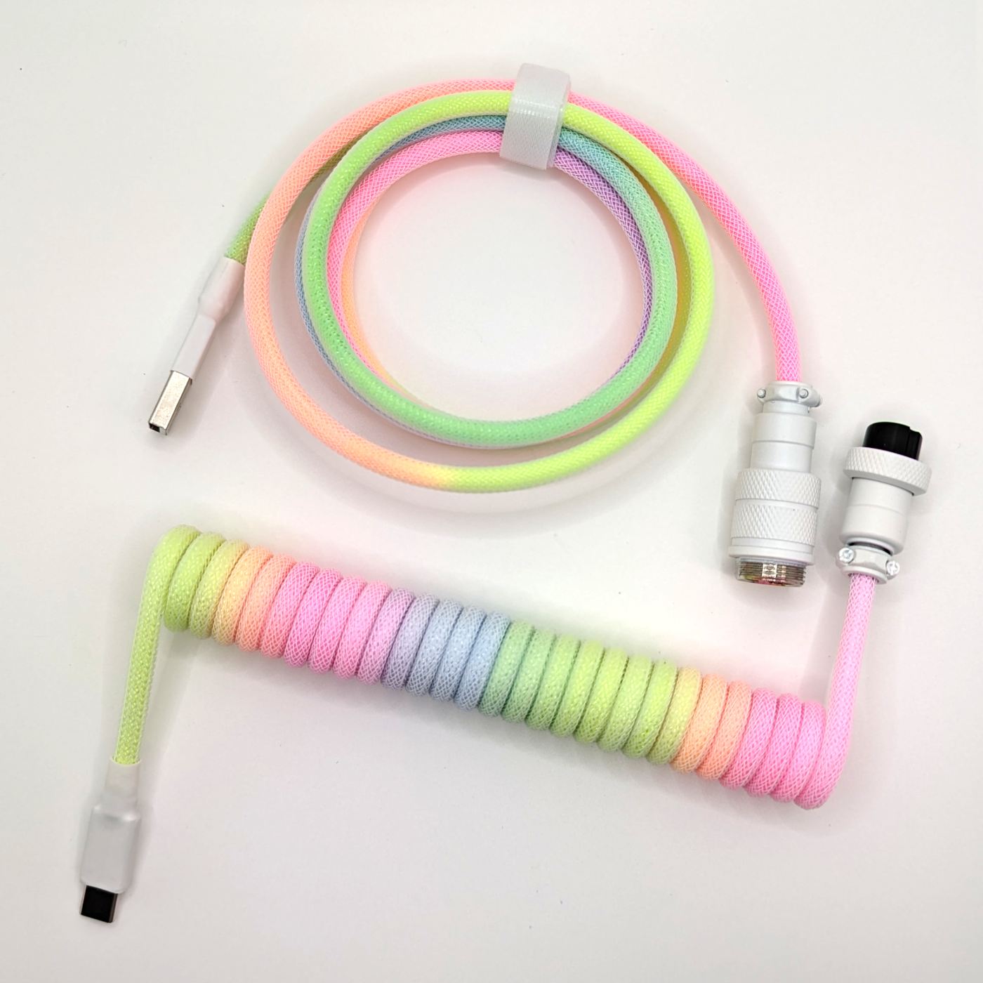 Premium Coiled USB-C Keyboard Cable for Mechanical Keyboards - Colorful Candy Design - Perfect for Gaming, Typing & Office Workstations