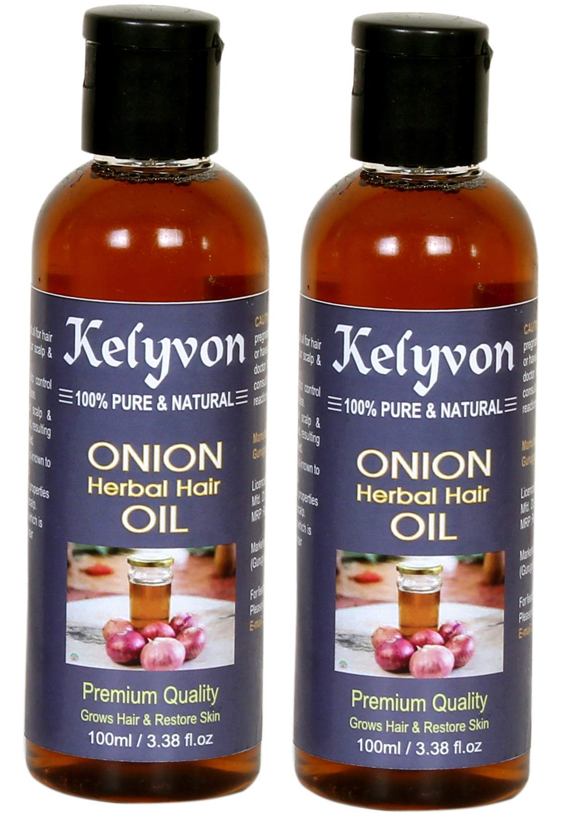 Kelyvon Herbal Onion Hair Oil 200ml - Natural Hair Growth Treatment for Thicker & Stronger Hair - Perfect for Daily Scalp Massage & Damaged Hair Repair