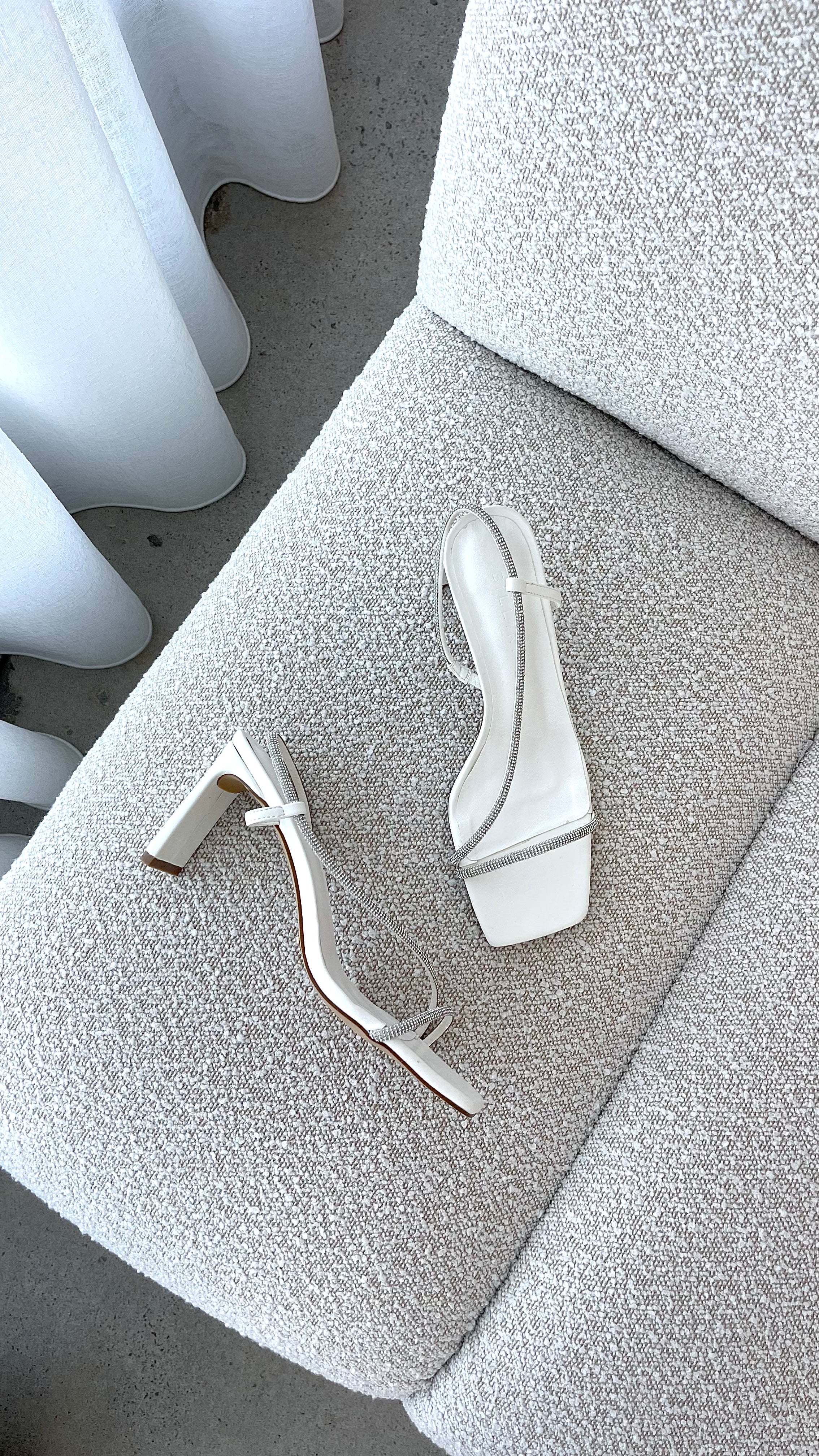 Kaye Heels Women's White Diamante Stiletto Pumps - Elegant High Heels for Parties, Weddings & Special Occasions