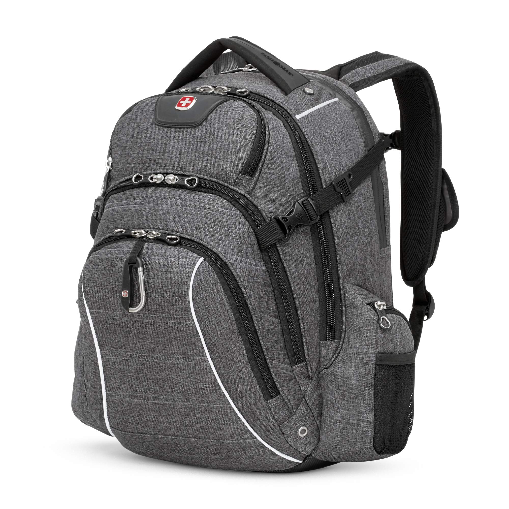 SWISSGEAR Waterproof Travel Backpack with Laptop Compartment (Fits 15.6-17.3 Inch) & Tablet Pocket - Lightweight Carry On Backpack for Business Trip, College, Commuting & Air Travel - Grey