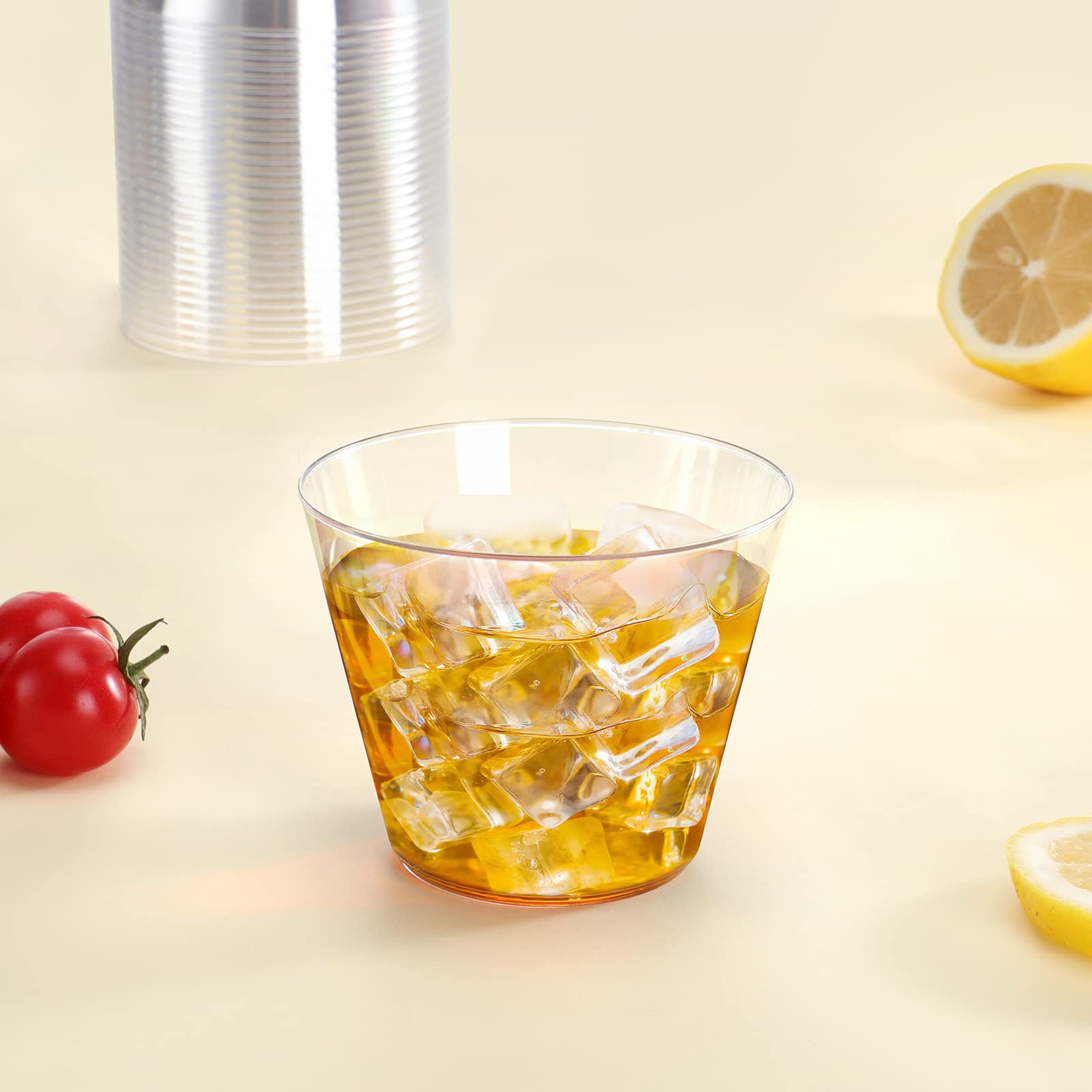 EASERCY 9 Oz Clear Plastic Cups - 100 Pack Disposable & Recyclable Party Cups for Wine, Cocktails, Weddings, and Elegant Events - Perfect for Home Decor, Bridal Showers, and Celebrations
