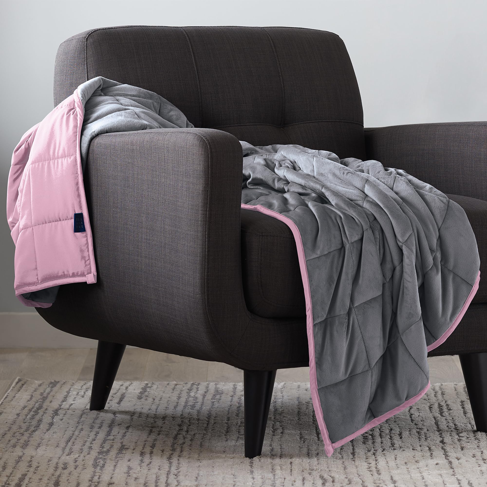 Luxury Reversible Weighted Blanket for Adults - 12lb Heavy Blanket (Queen/King/Twin Size) | Stress Relief & Better Sleep | Perfect for Anxiety, Insomnia & Relaxation - Soft Pink