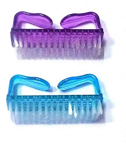 Nawani 2-Piece Handle Grip Brush for Hand, Finger & Toe Nail Cleaning - Manicure & Pedicure Tool (7cm/3.5cm, Multi-Color) - Perfect for Home Salon, Travel & Professional Nail Care