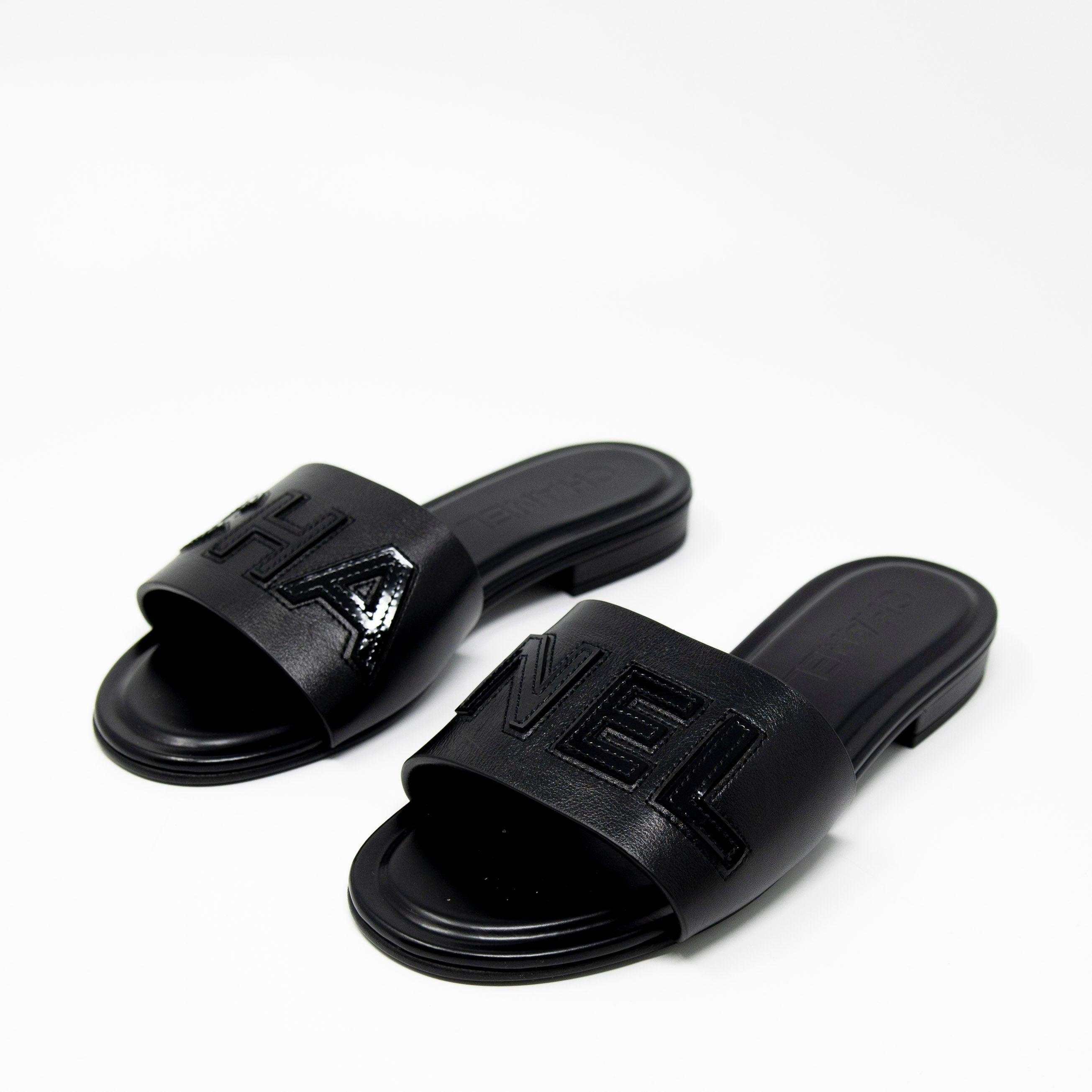 Chanel Black Logo Sandals Size 36 - Luxury Designer Women's Summer Shoes for Beach, Vacation & Evening Outfits