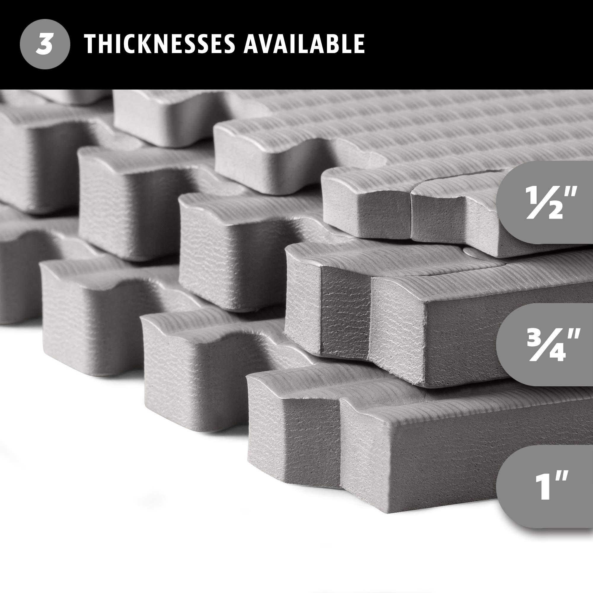 3/4 Inch Thick EVA Foam Interlocking Exercise Mats - Martial Arts, MMA, Home Gym & Anti-Fatigue Floor Tiles with Tatami Pattern (24