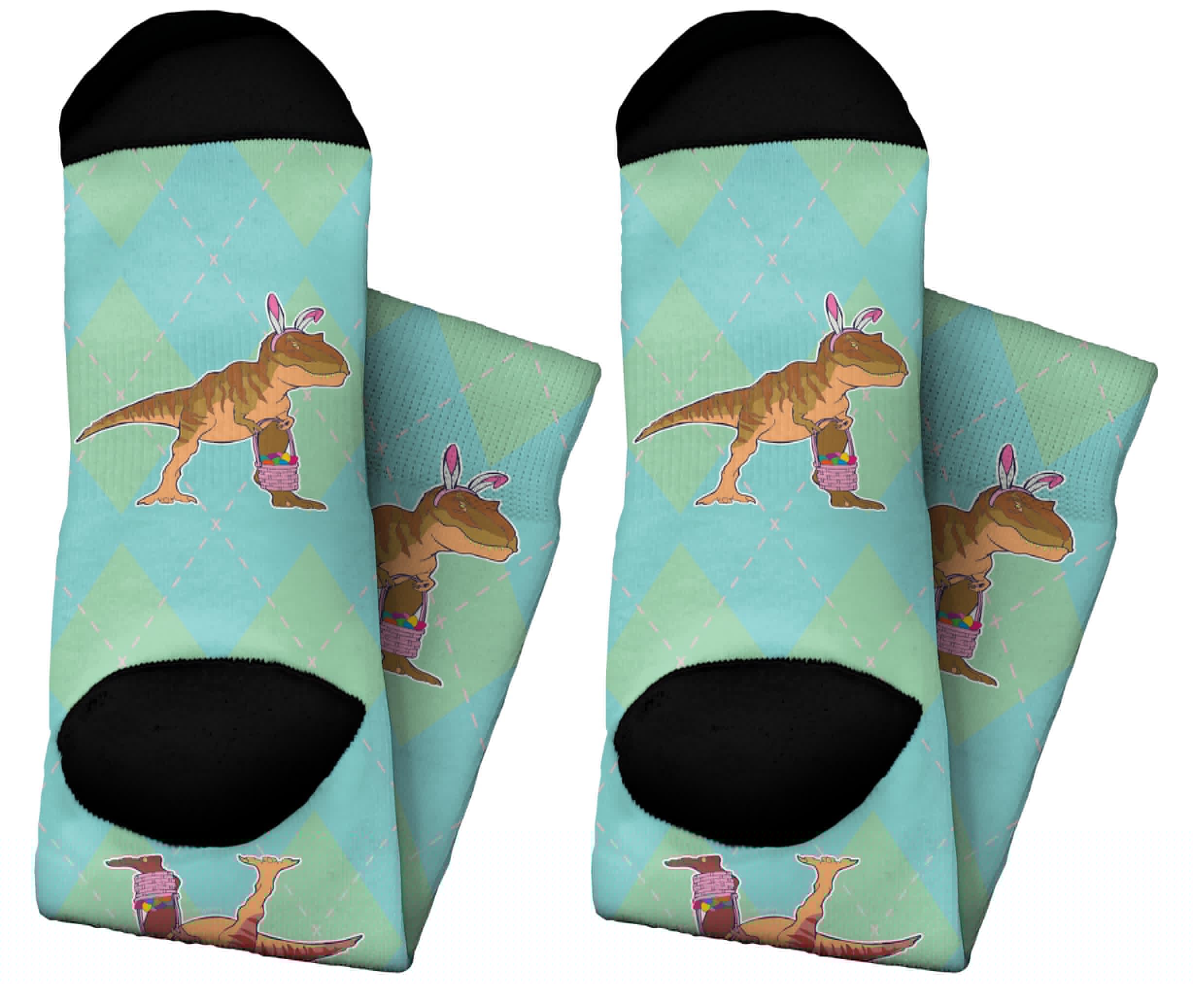 ThisWear Unisex Holiday Socks - Fun T-Rex & Easter Bunny Design, Novelty Crew Socks for Spring Gifts | Perfect for Easter Celebrations, Christmas Stocking Stuffers & Fun Costume Accessories
