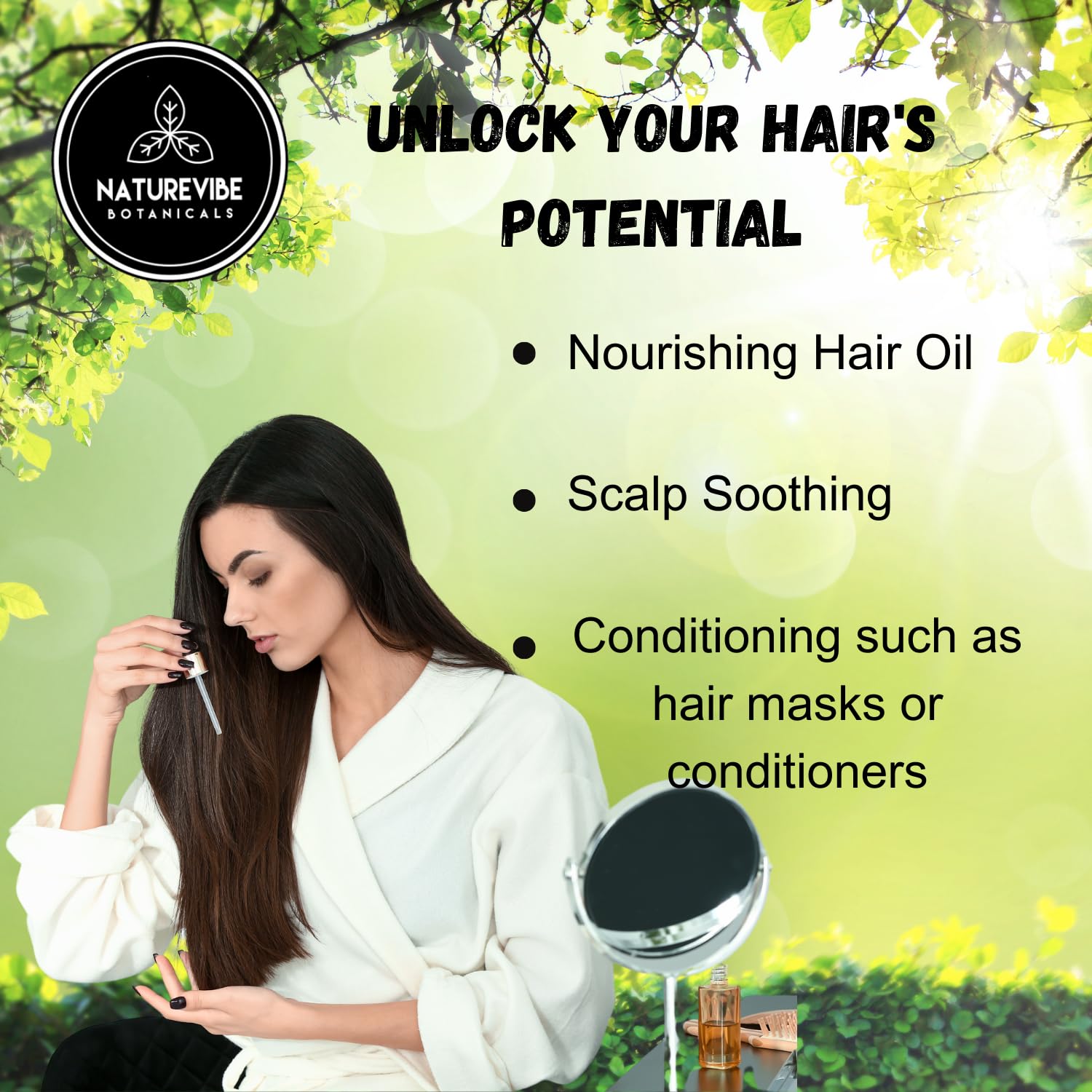 **Naturevibe Botanicals Organic Sesame Seed Oil & Sweet Almond Oil Combo - 32oz Each | Cold-Pressed, Unrefined for Hair, Skin & Massage | Cooking & DIY Beauty Recipes**