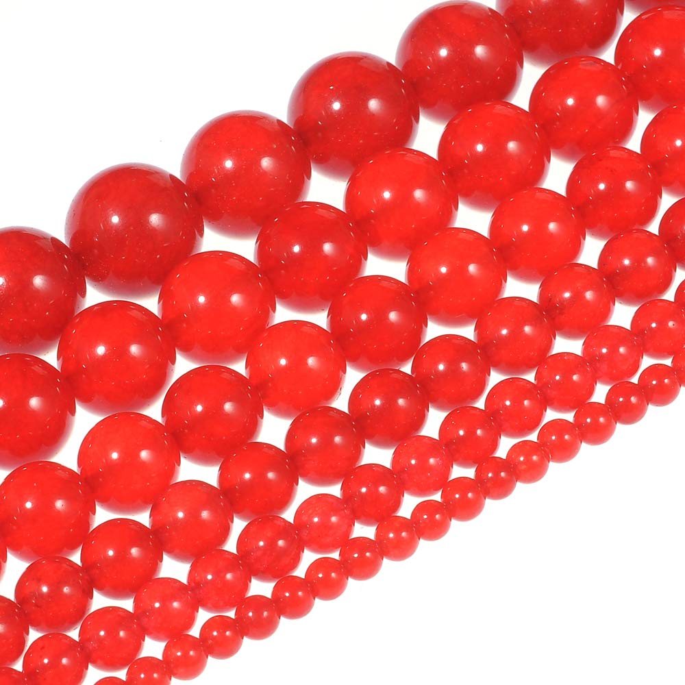 6mm Natural Red Chalcedony Agate Gemstone Round Loose Beads - Healing Crystal Energy Stone for Jewelry Making, DIY Bracelets & Necklaces (1 Strand 15
