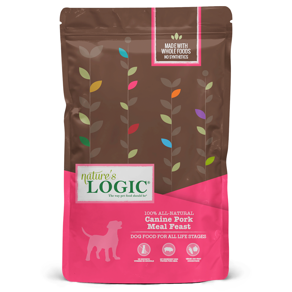Nature's Logic Original Grains Canine Dry Food - Pork Meal Feast Recipe for Dogs | High Protein Grain-Inclusive Kibble for Adult Dogs | Perfect for Daily Meals & Training Treats
