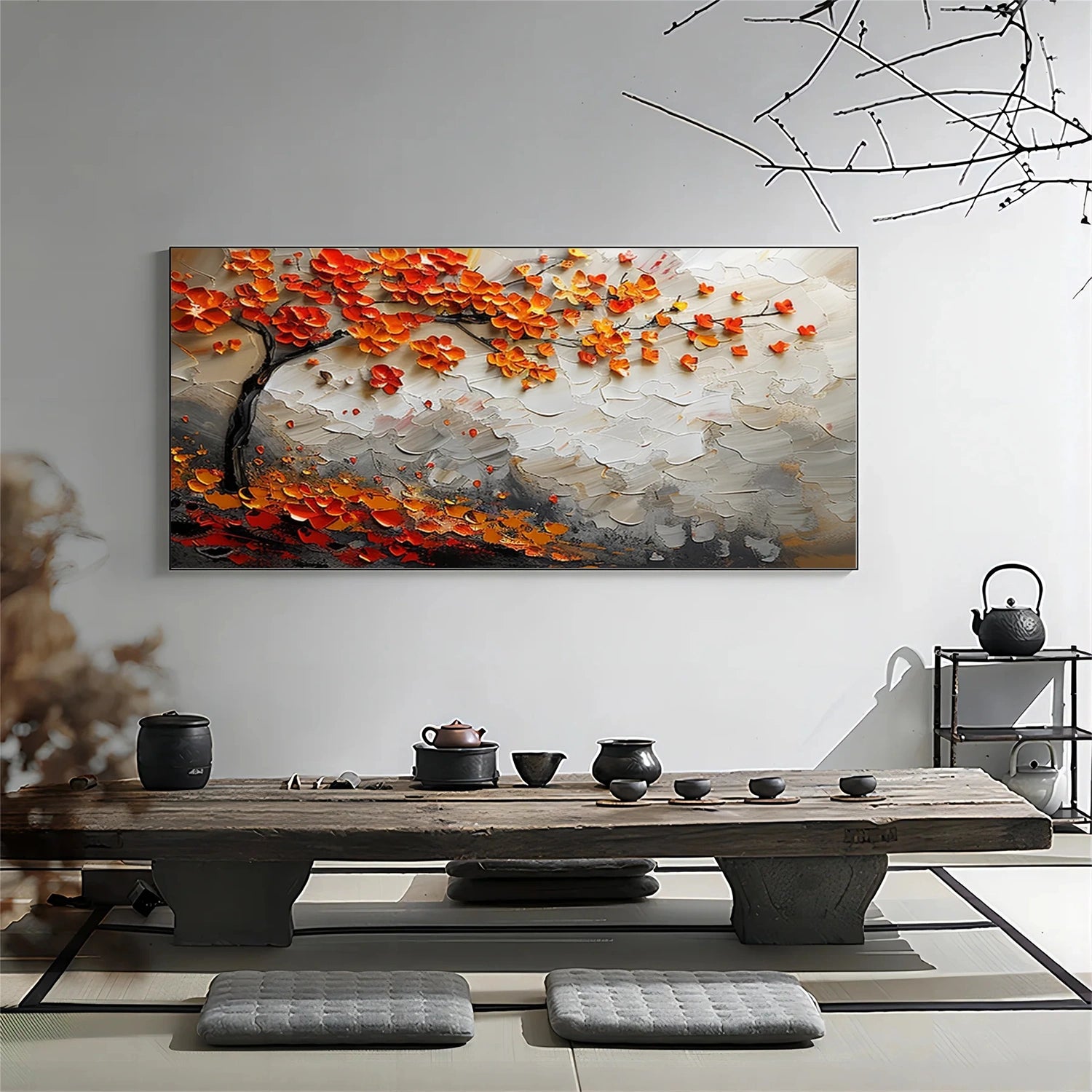 Flower and Tree Painting #FT177 - Handmade Canvas Wall Art for Home Decor, Living Room, Bedroom & Office