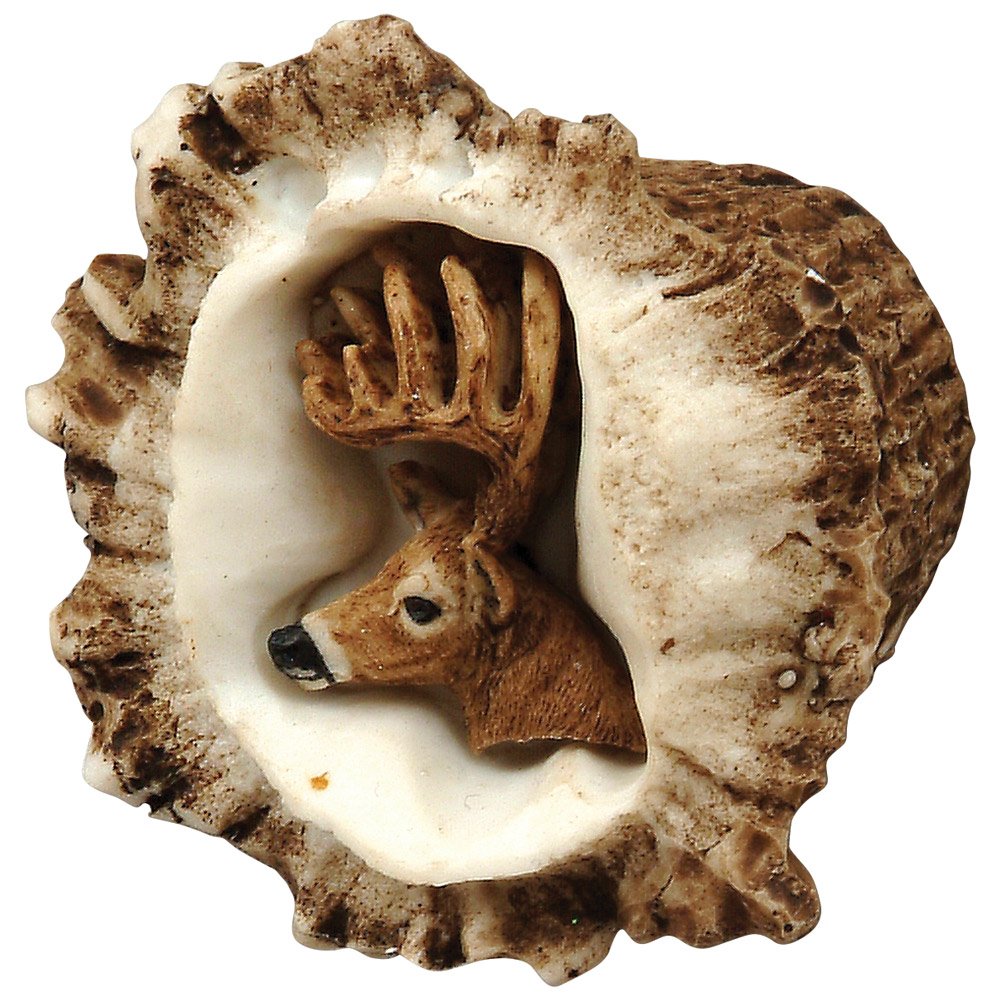 BLACK FOREST DECOR Deer Burr Cabinet Knob - Whitetail Deer Antler Handle for Kitchen, Bathroom & Furniture - Rustic Home Decor Upgrade