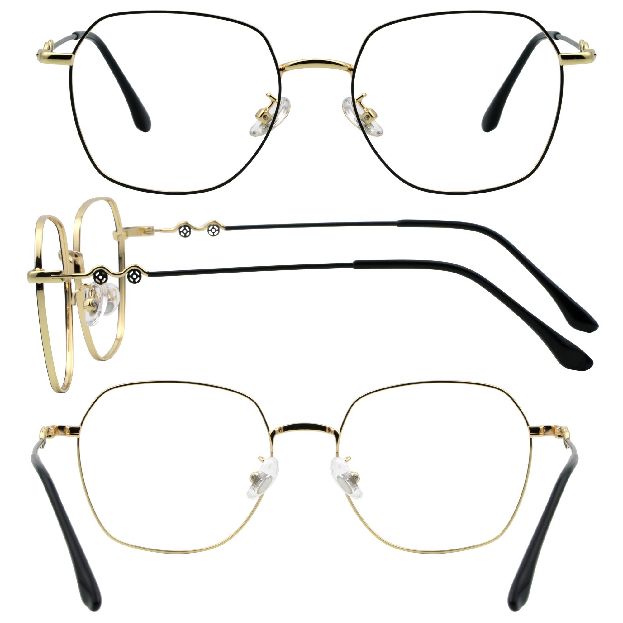 VisionGlobal Bifocal Reading Glasses with Blue Light Blocking - Stylish Retro Square Frames for Men & Women - Perfect for Computer Work, Reading & Nighttime Use