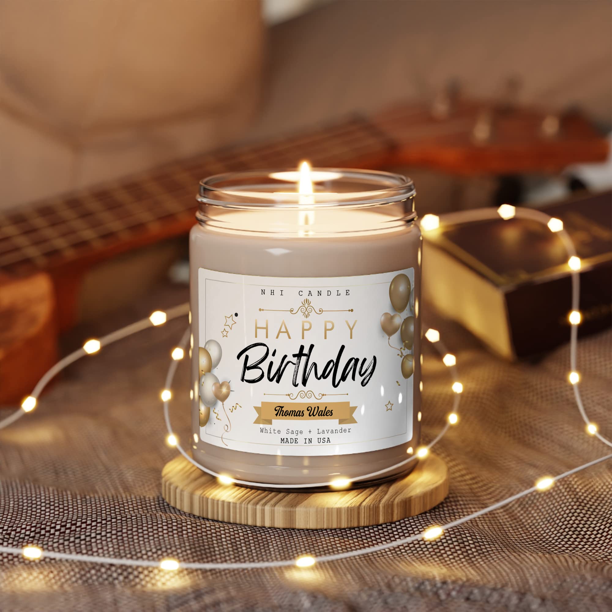 NHI Handwriting Happy Birthday Lavender Scented Soy Wax Candle - 9oz Transparent Jar, Made in USA - Perfect Birthday Gift for Women, Her & Best Friend - Home Decor, Relaxation & Party Decorations