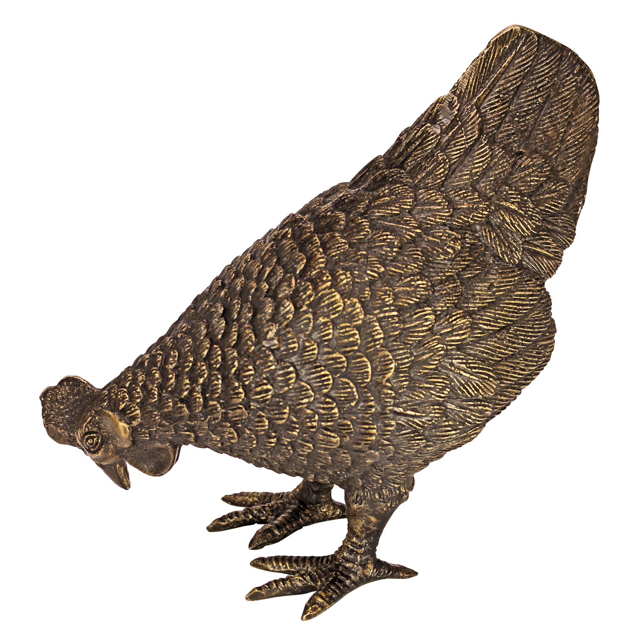 Design Toscano Solid Cast Bronze Barnyard Hen Garden Statue - Outdoor Decor for Patio, Yard & Farmhouse Style Landscaping