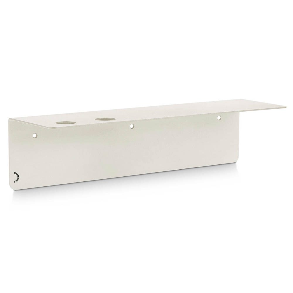 DESIGNSTUFF Wall Mounted Shelf with Dual Soap Dispenser Holder - 40cm Bathroom Organizer for Shower, Kitchen, or Vanity - Sand Color Bath Storage Solution
