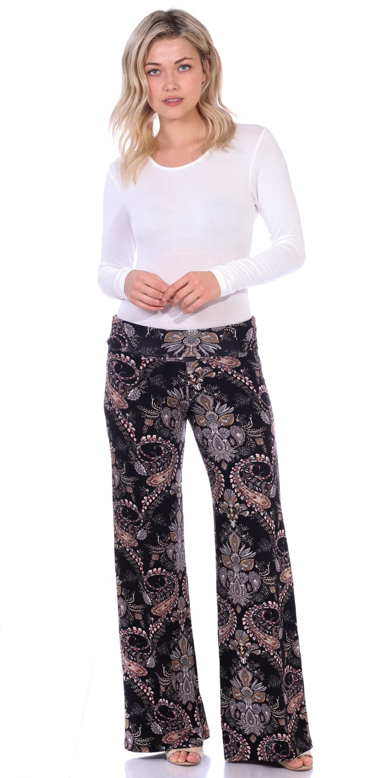 Popana Women's Palazzo Pants - Casual Summer Wide Leg Beach Pants - Plus Size Comfortable Lounge Wear - Made in USA - Perfect for Vacation, Yoga & Boho Fashion