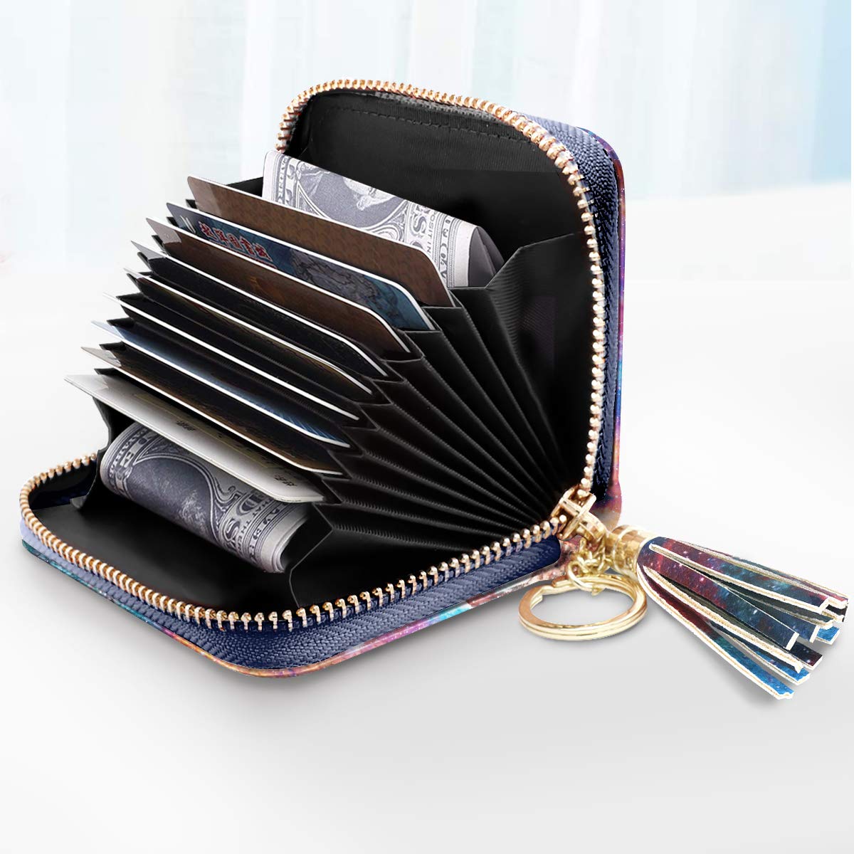 RFID Blocking Glitter Credit Card Holder for Women - Slim Small Wallet with Card Slots - Perfect for Travel, Shopping & Everyday Use