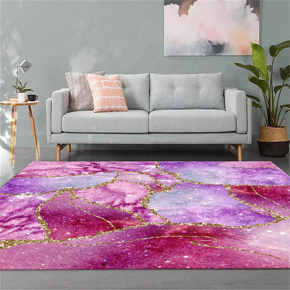 CHENCHAOK Abstract Starry Sky Pink Carpet for Girls Room - Soft & Cute Large Floor Mat for Bedroom, Living Room, Bedside - Perfect for Kids Room Decor, Nursery, Dormitory
