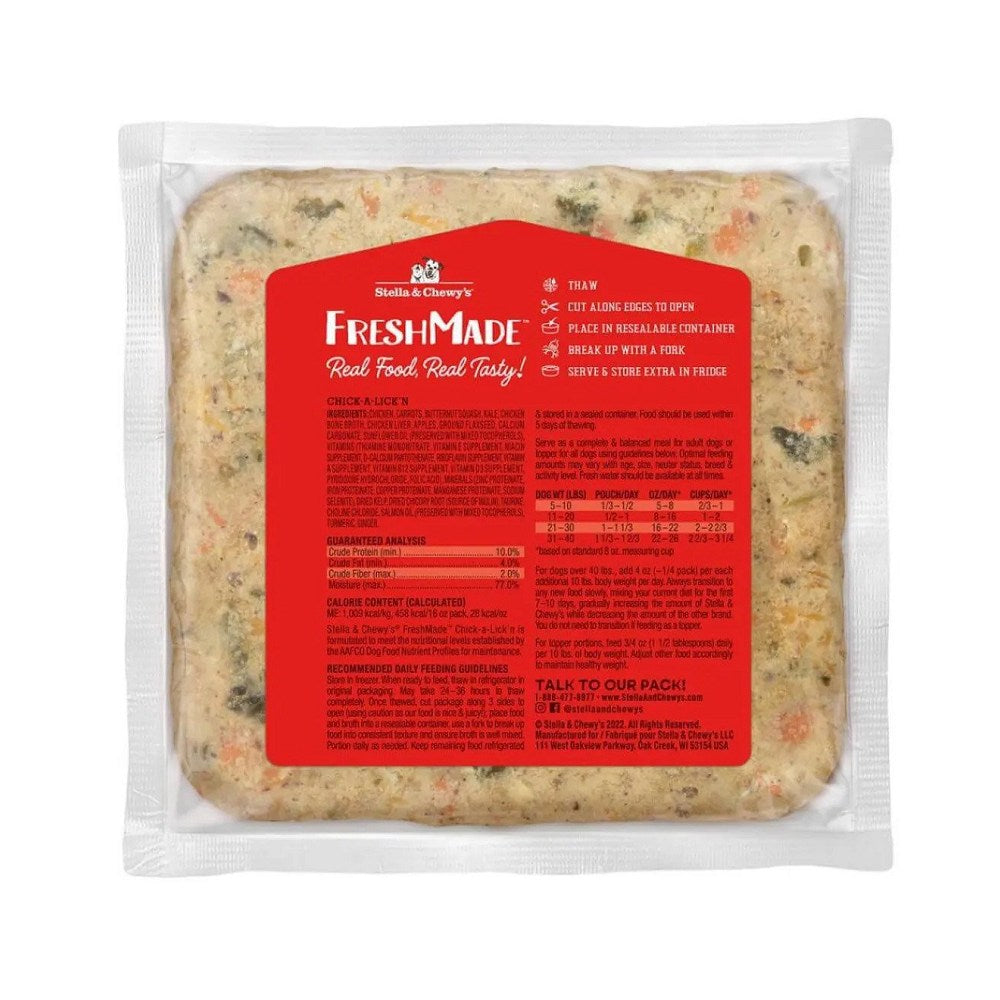 Premium Frozen FreshMade Chick a Lickn Dog Food - All-Natural Chicken Recipe for Small & Large Dogs - Perfect for Training Treats, Mealtime & Snacks