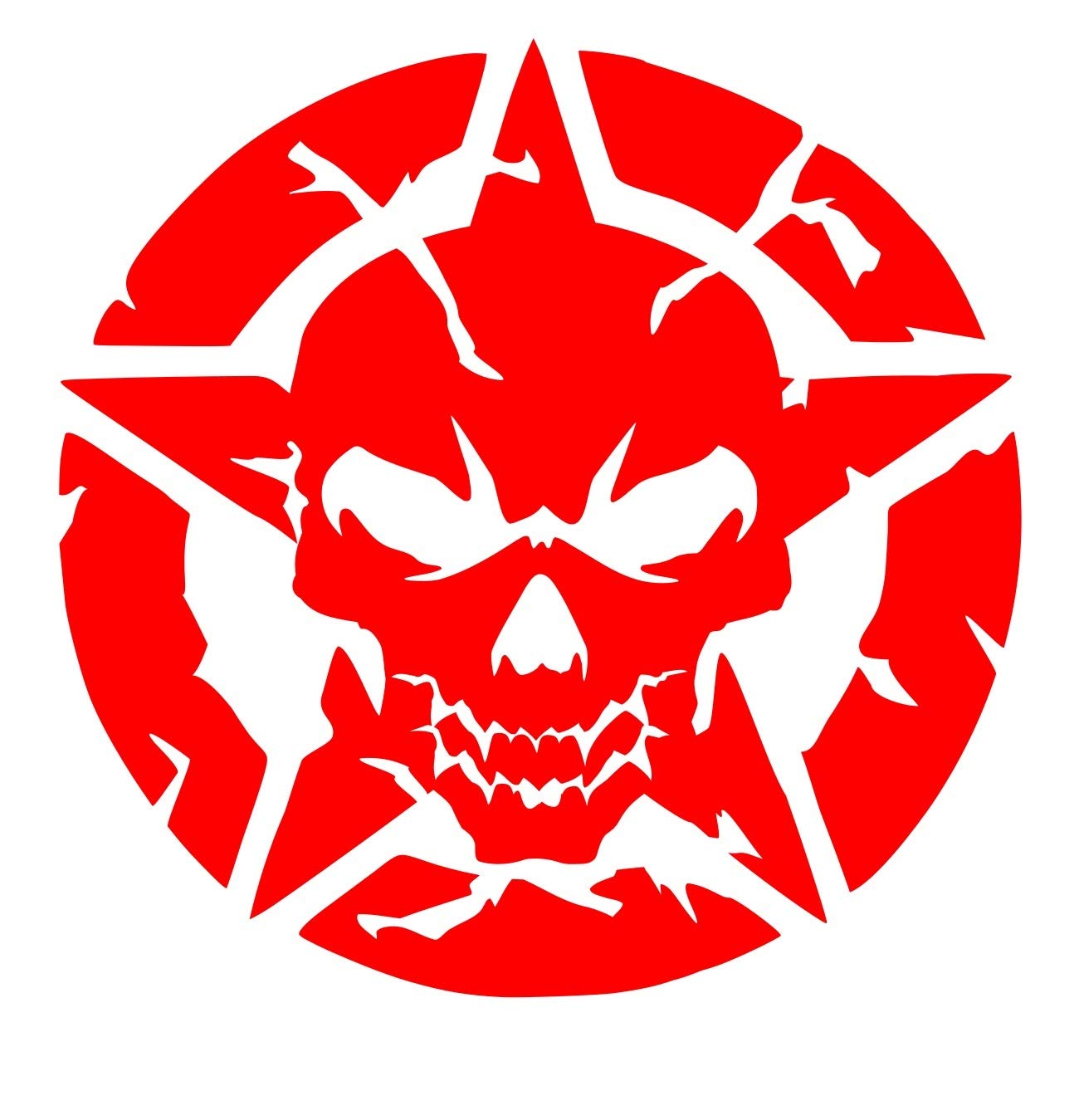 Red Skull Head Oscar Mike Star Vinyl Decal Sticker - 5.5 Inch Car, Truck, SUV, Van, Wall, Window & Laptop Graphic (URI730-R) - Perfect for Military Supporters, Vehicle Customization & Home Decor