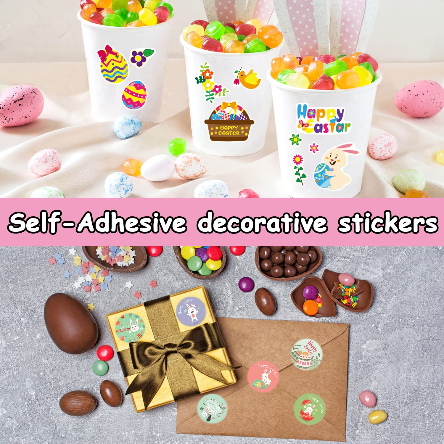 Partywind Easter Stickers Kit for Kids - 1320pcs Easter Egg Stickers with Foam, Roll & Temporary Tattoos - Cute Spring Stickers for Easter Basket Stuffers, DIY Crafts, Scrapbooking & Party Decorations