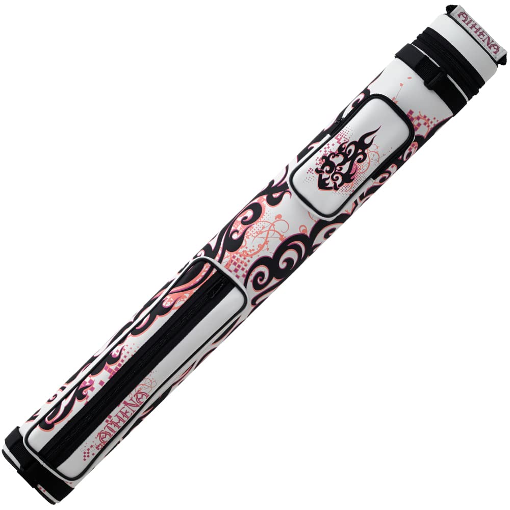 Athena ATHC03 Heartburn 2 Butt 2 Shaft Hard Pool Cue Case - Pink/White | Durable & Stylish Billiards Accessory for Home & Tournament Play
