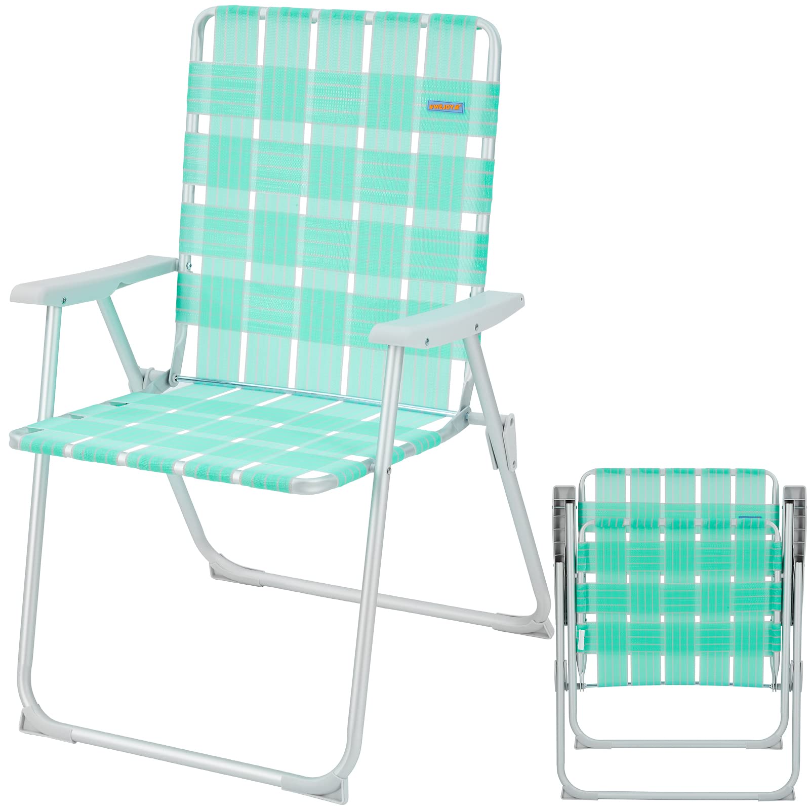 WEJOY Extra Wide Oversized Folding Beach Chair - Lightweight Aluminum Webbed Lawn Chair for Adults, Portable Camping Chair with Off-Ground Design - Perfect for Beach, Backyard, Camping, Picnics & Outdoor Events