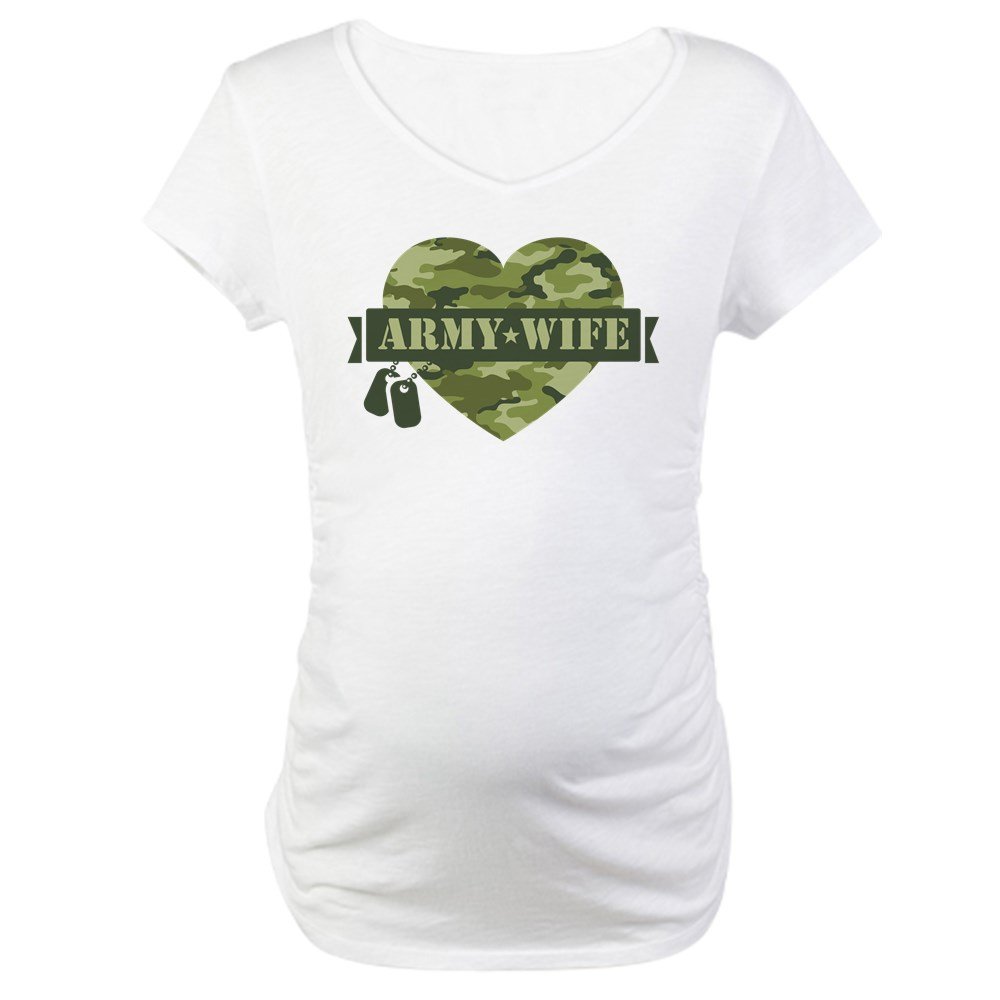 Camouflage Heart Army Wife Maternity T-Shirt - Comfortable Cotton Pregnancy Tee for Military Moms - Perfect for Casual Wear, Baby Showers & Proud Military Family Events