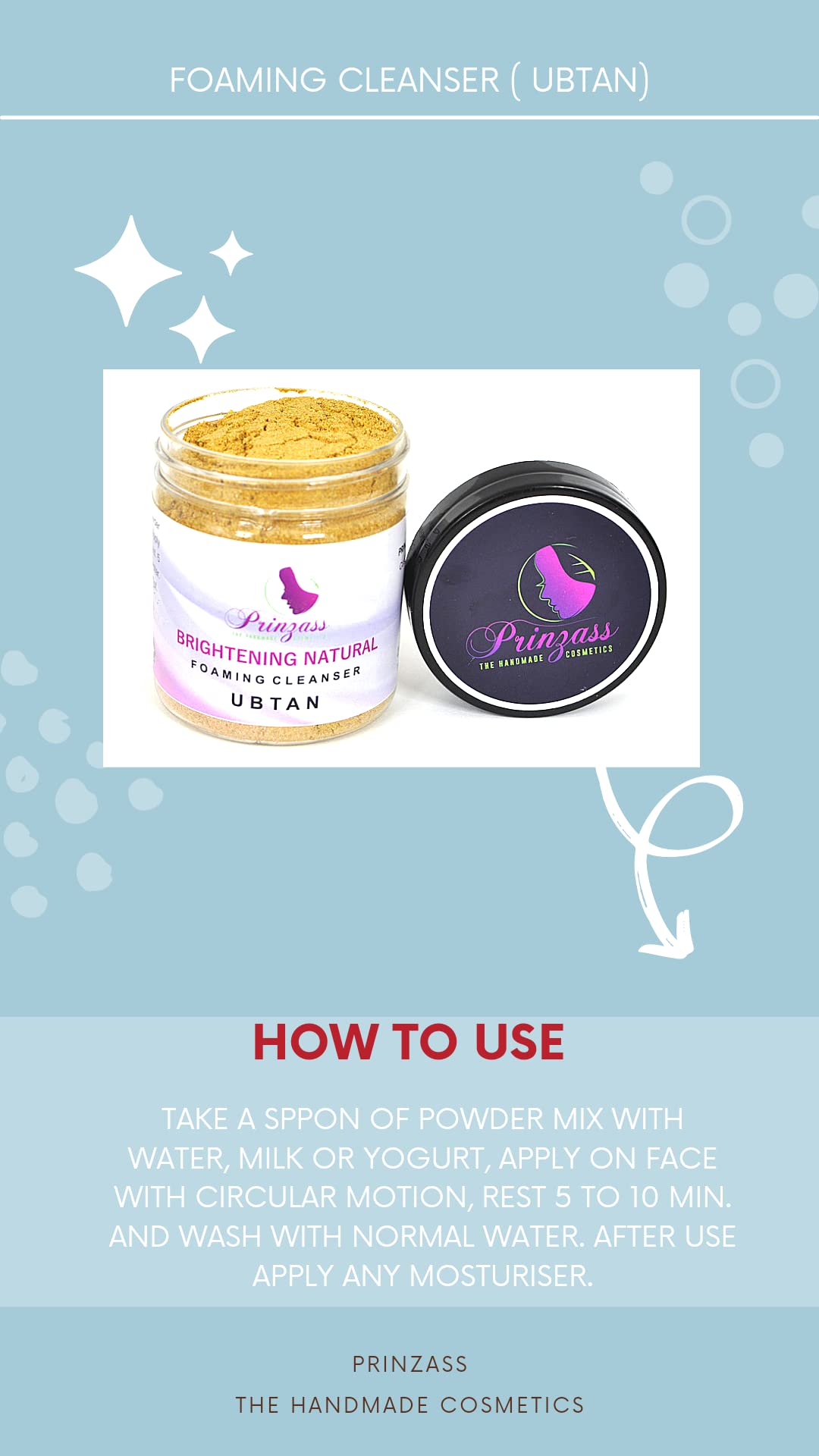 Prinzass Natural Bridal Ubtan Powder - Turmeric Face Wash & Cleanser for Glowing Skin | Ayurvedic Treatment for Dry, Oily Skin, Acne & Pimples (50g) | Perfect for Bridal Prep & Daily Skincare Routine