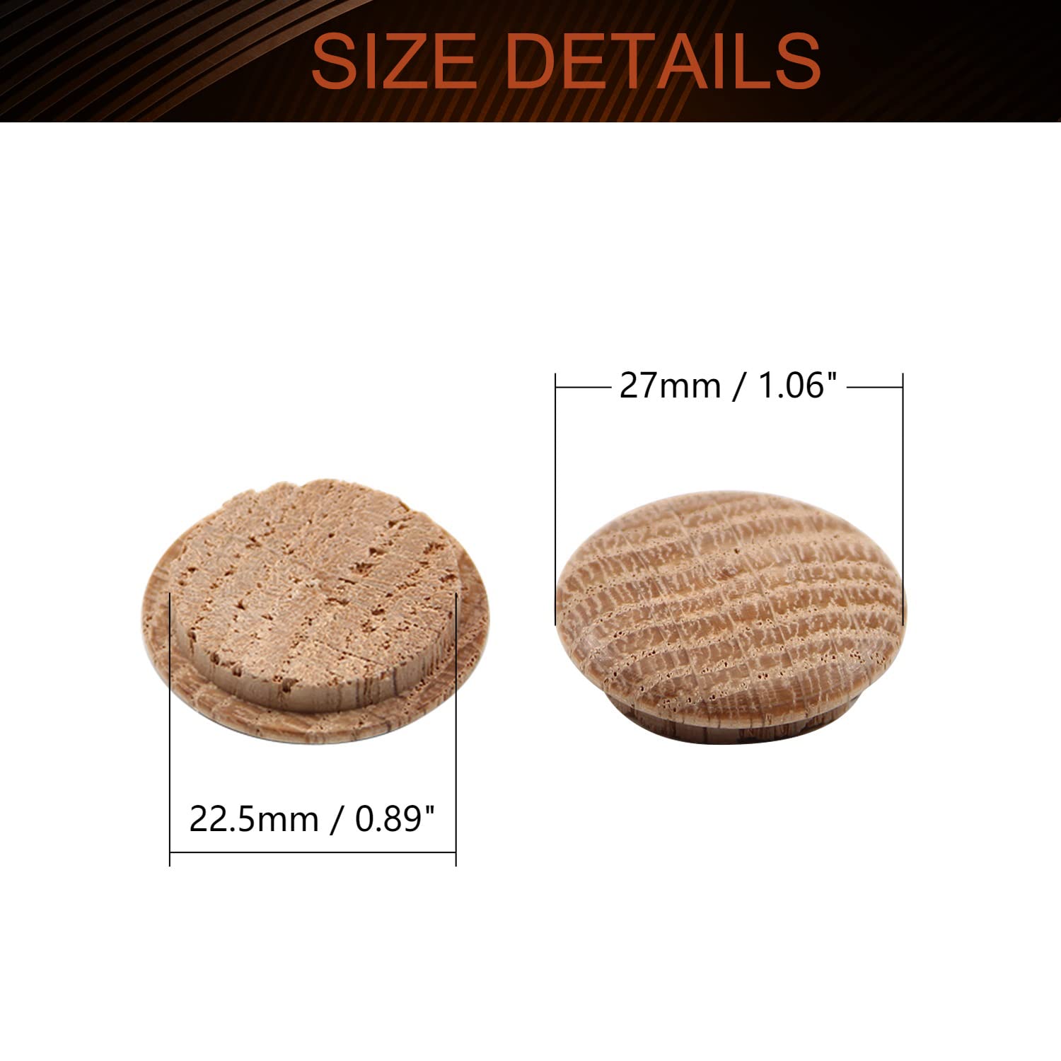 MroMax 5Pcs 23mm Round Wooden Button Plugs - 0.91