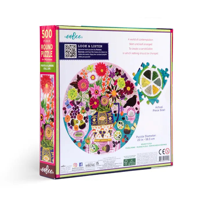 500 Piece Jigsaw Puzzle - Fruits & Flowers Still Life Art | Fun Family Game & Home Decor for Adults & Kids | Perfect for Relaxation, Parties & Classroom Activities