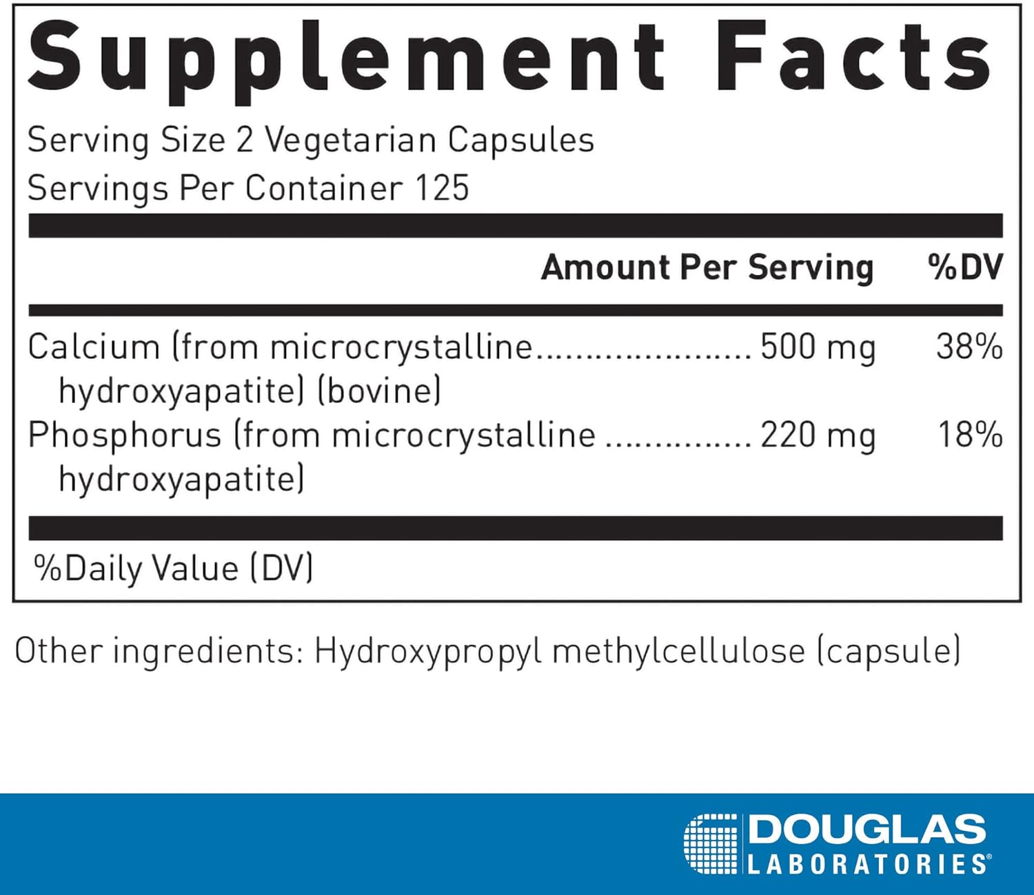 Douglas Labs Calcium Microcrystalline Hydroxyapatite Capsules - 250 Count | Bone & Joint Support Supplement | Ideal for Osteoporosis Prevention & Dental Health