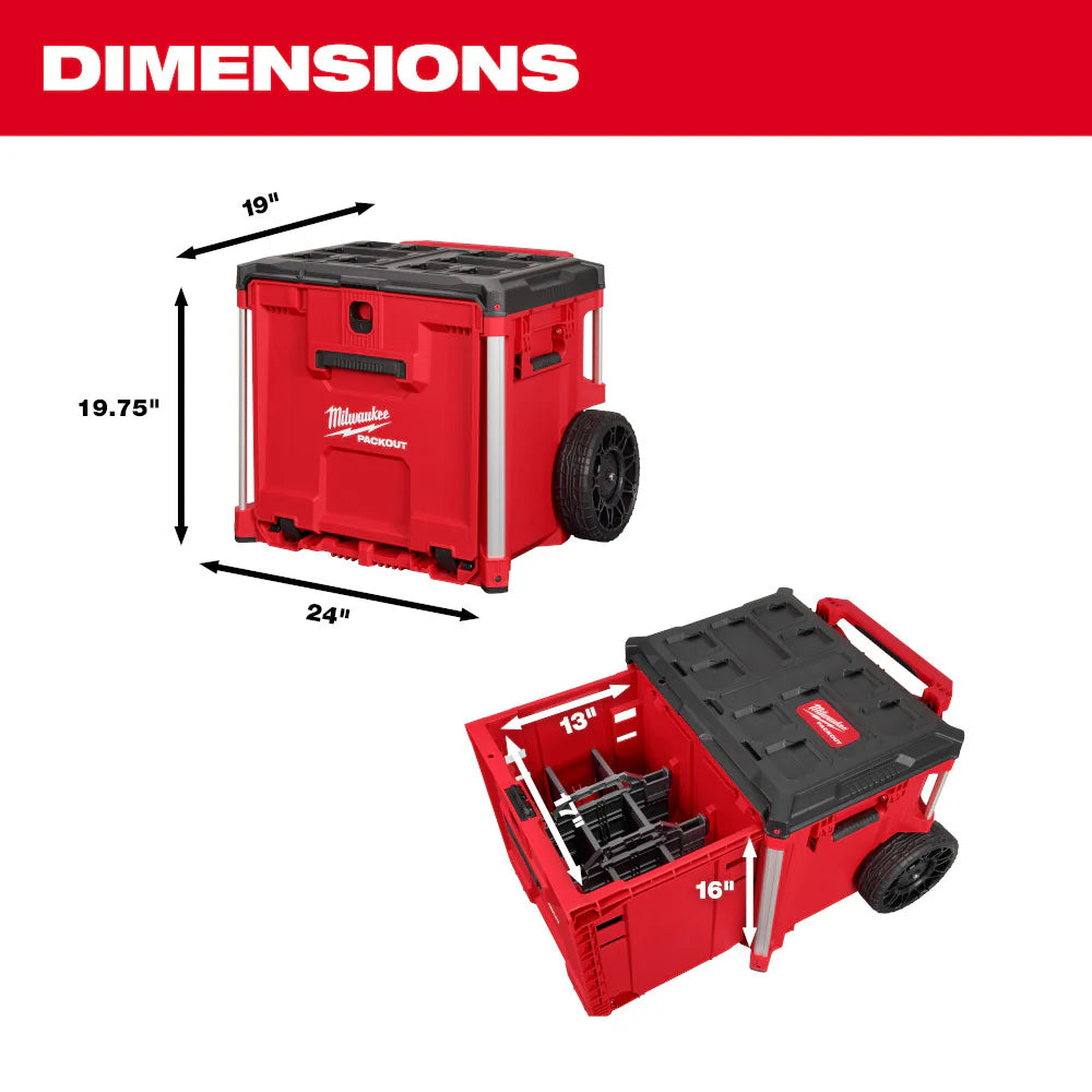 Milwaukee Packout 3-Piece Set with Rolling Drawer Bottom - Heavy Duty Tool Storage System for Jobsite Organization & Contractor Tools