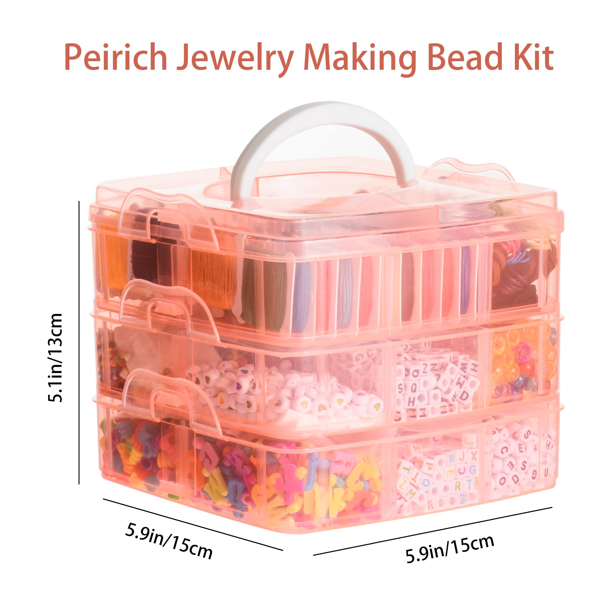 Peirich Jewelry Making Bead Kit - 44 Color Embroidery Floss with Storage Box, 4900+ Beads for DIY Friendship Bracelets & Jewelry - Perfect Christmas Birthday Gift (Orange) | Great for Crafting, Gifts, and Party Activities