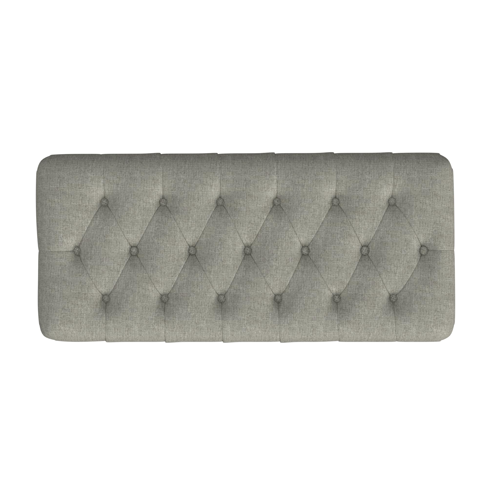 HomePop Tufted Ainsley Button Storage Ottoman Bench with Hinged Lid - Gray Woven Upholstered Footrest Stool for Living Room, Bedroom & Entryway - Multi-Functional Seat with Hidden Storage Space for Blankets, Pillows or Toys