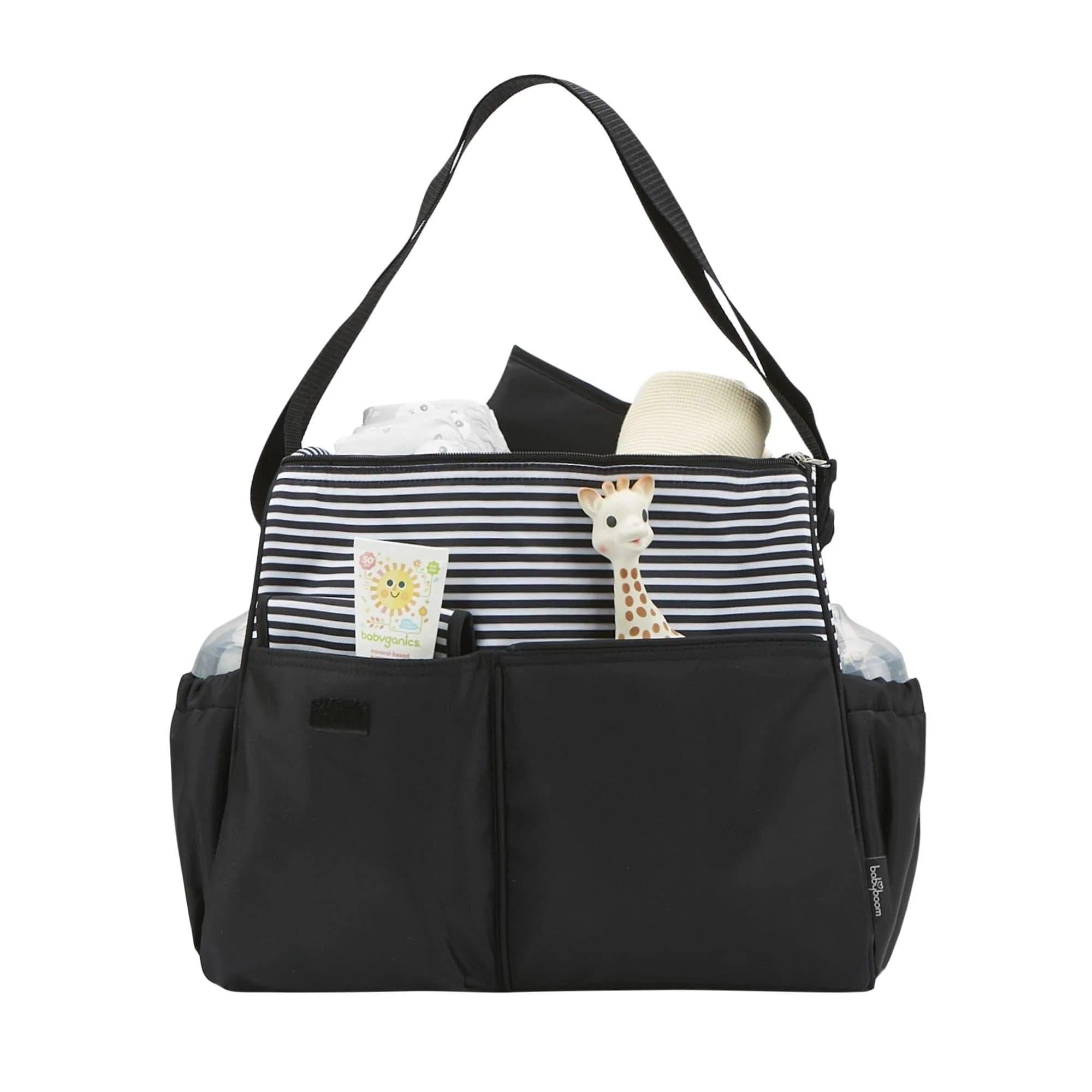 Babyboom Stripes Messenger Diaper Bag - Waterproof & Spacious Baby Bag for Parents - Perfect for Travel, Shopping & Daily Use with Multiple Pockets & Insulated Bottle Holder
