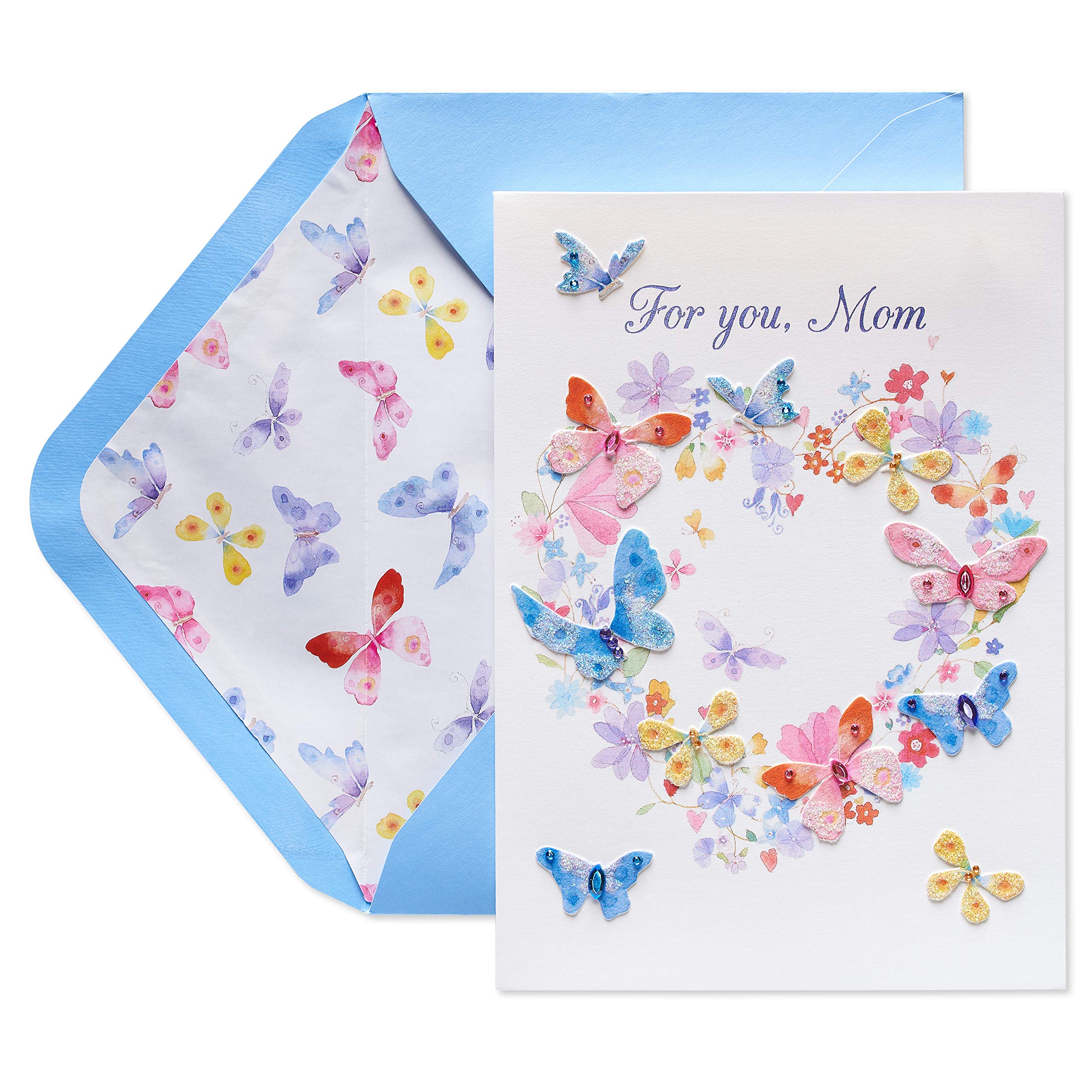 Beautiful Papyrus Mother's Day Greeting Card with Butterfly Wreath Design - Perfect for Mom's Birthday, Thank You Gifts & Special Occasions
