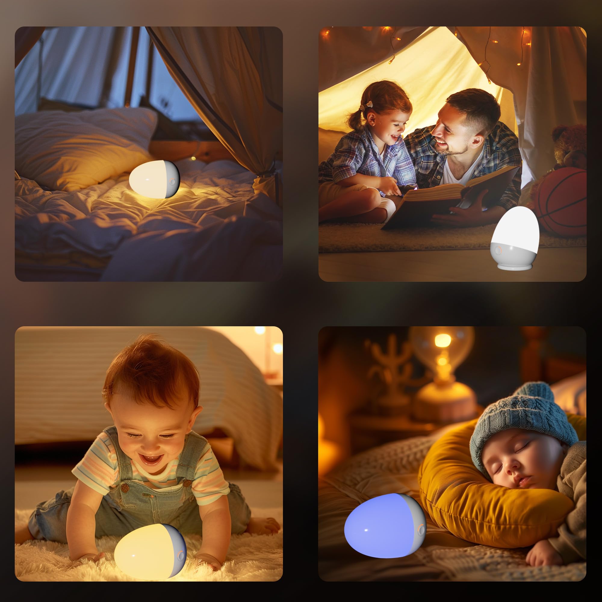 Rechargeable Touch Egg Night Light for Baby Nursery - Portable Kids Nightlight with 1-6H Feeding Timer, 3 Color Temperatures & Dimmable LED - Perfect for New Moms, Toddlers Bedroom, Breastfeeding & Diaper Changes
