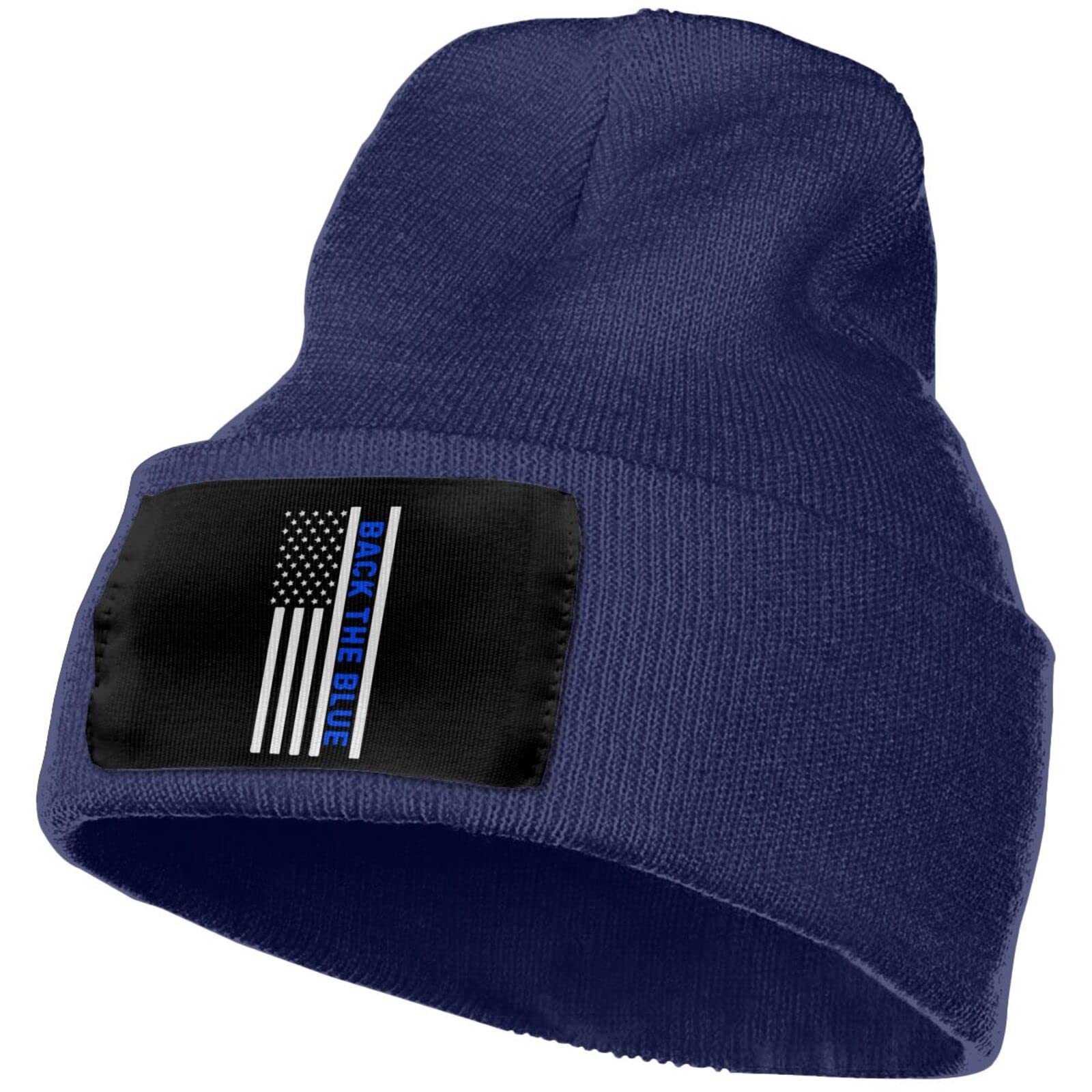 BXBHEJS Unisex Winter Knit Beanie Hat - Warm Thermal Skull Cap for Men & Women | Back The Blue Design | Perfect for Skiing, Snowboarding & Cold Weather Activities